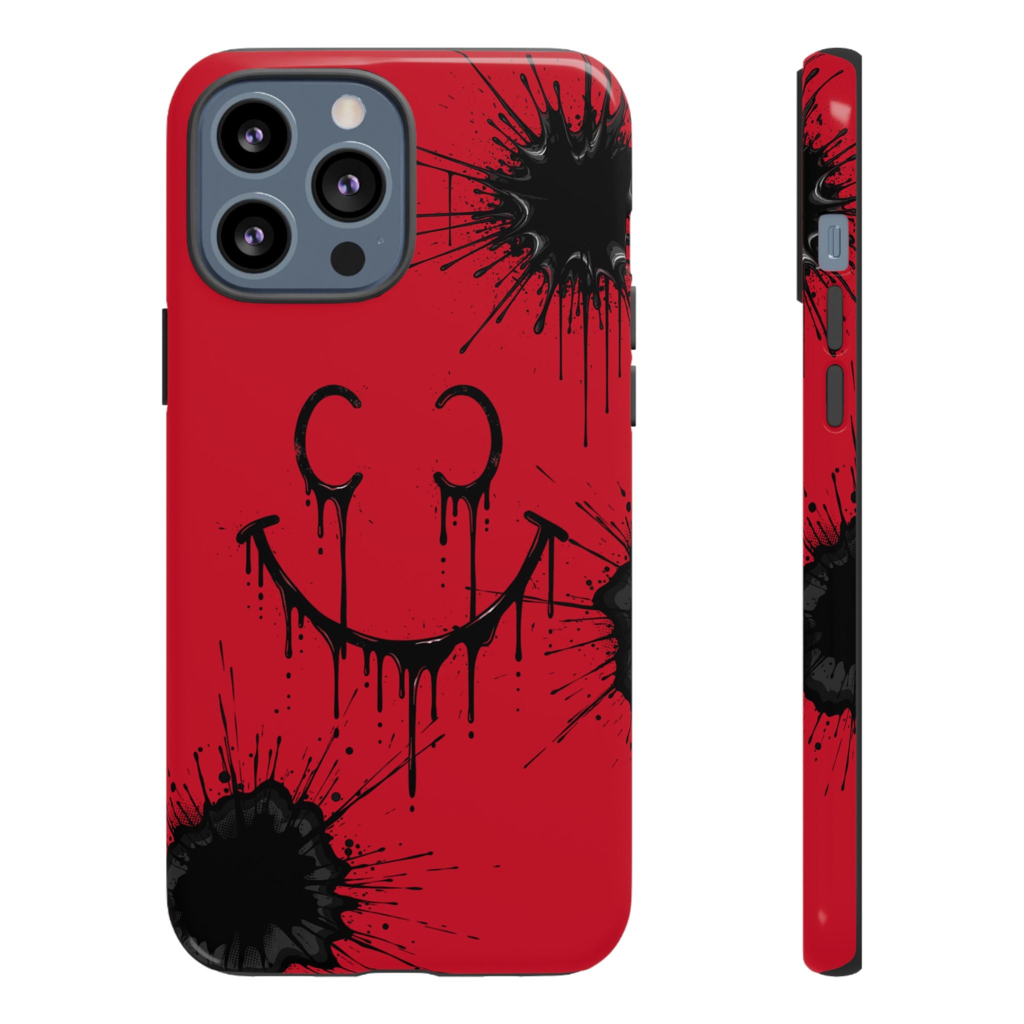 Protective Phone Case — Red Drip Smile Splatter Design