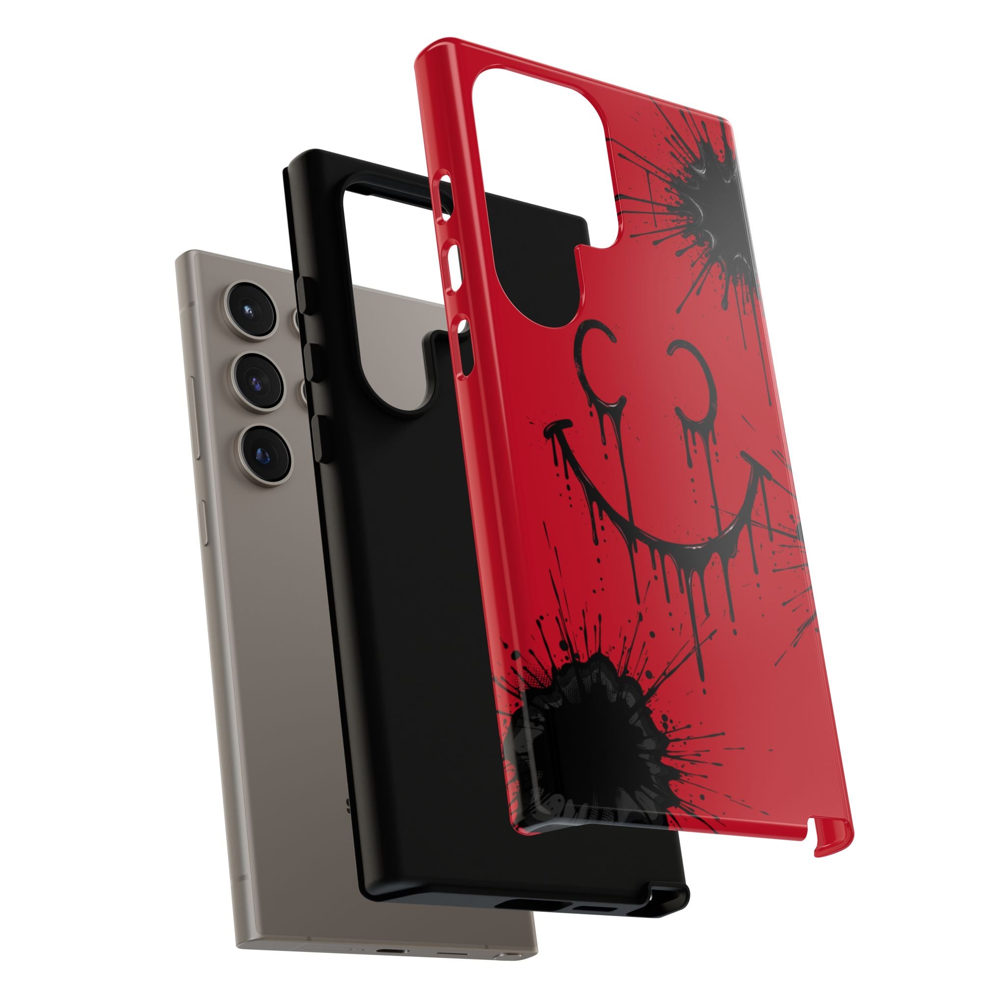 Protective Phone Case — Red Drip Smile Splatter Design