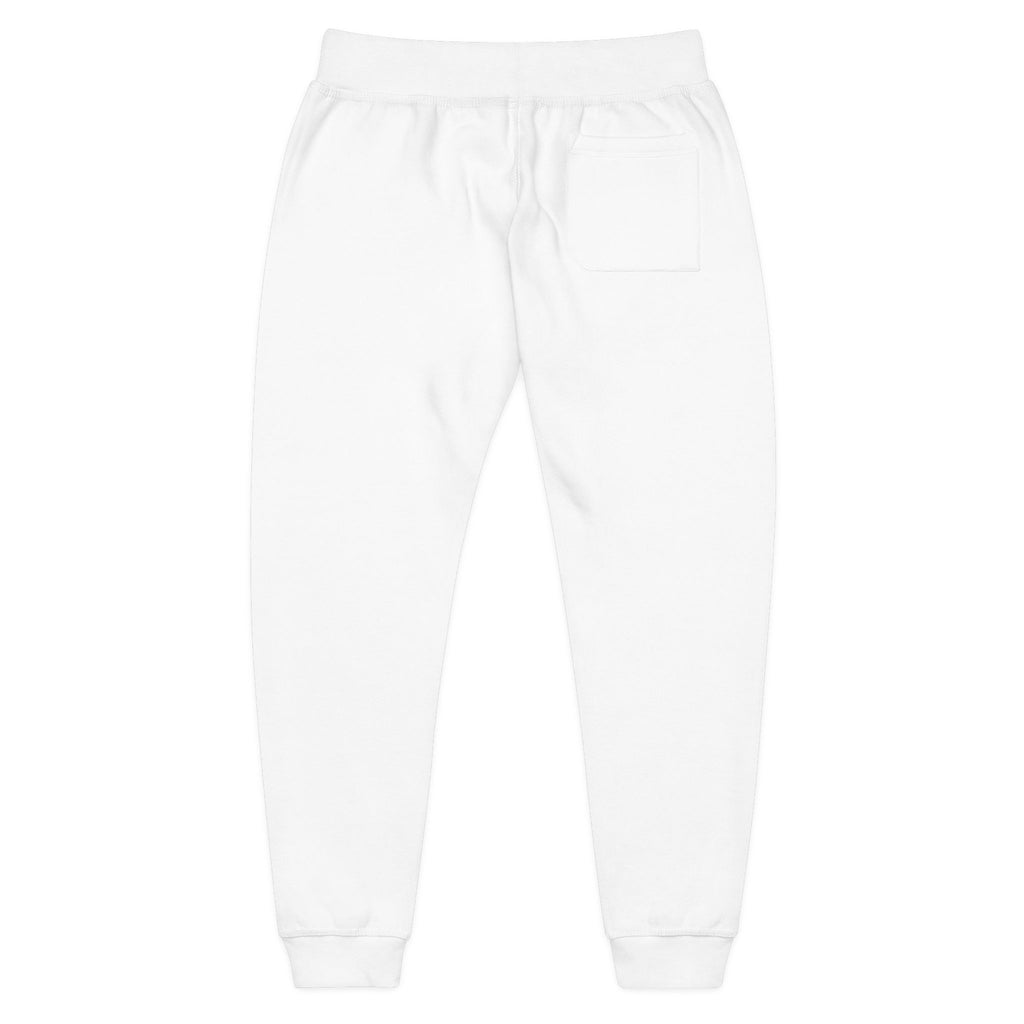 Embroidered 'Echo23' Fleece Sweatpants — Cozy White Joggers