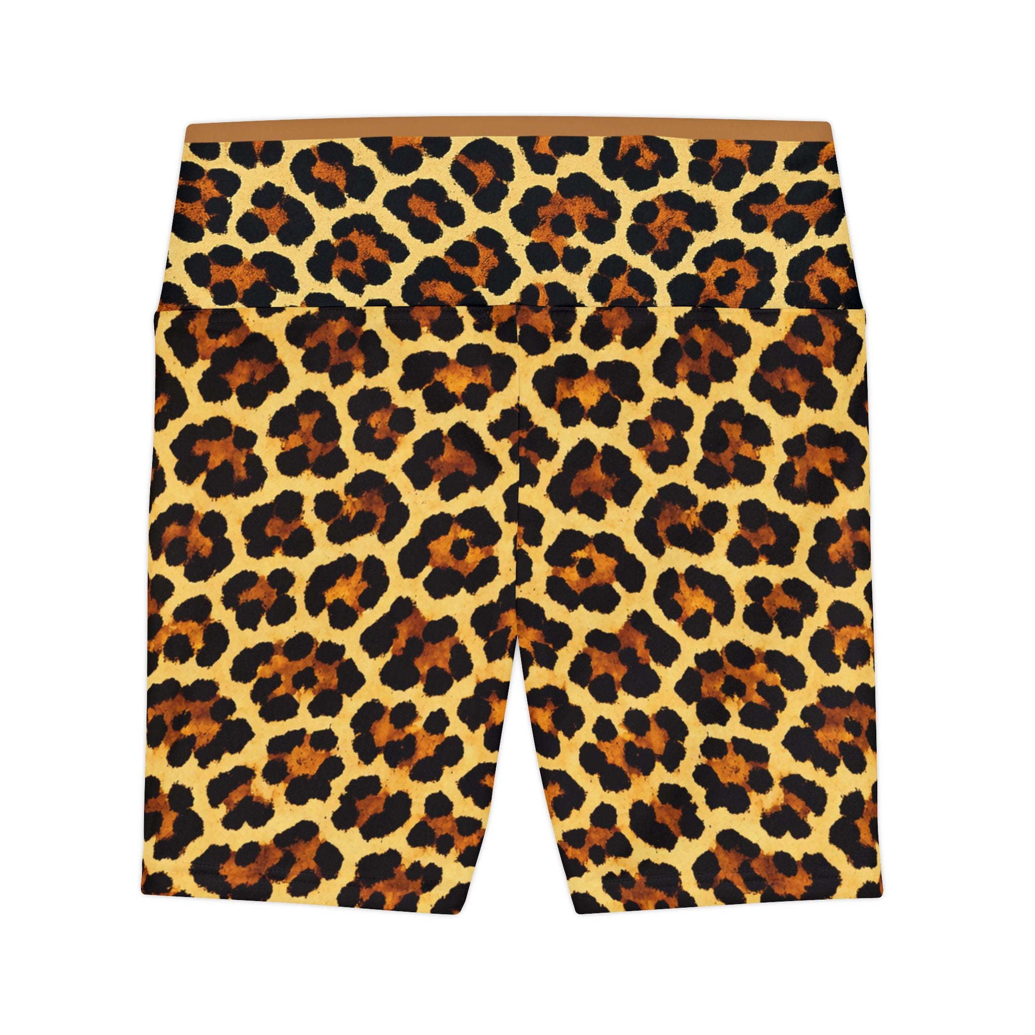 Leopard Print Women's Workout Shorts — Bold Animal Print Athletic Biker Shorts