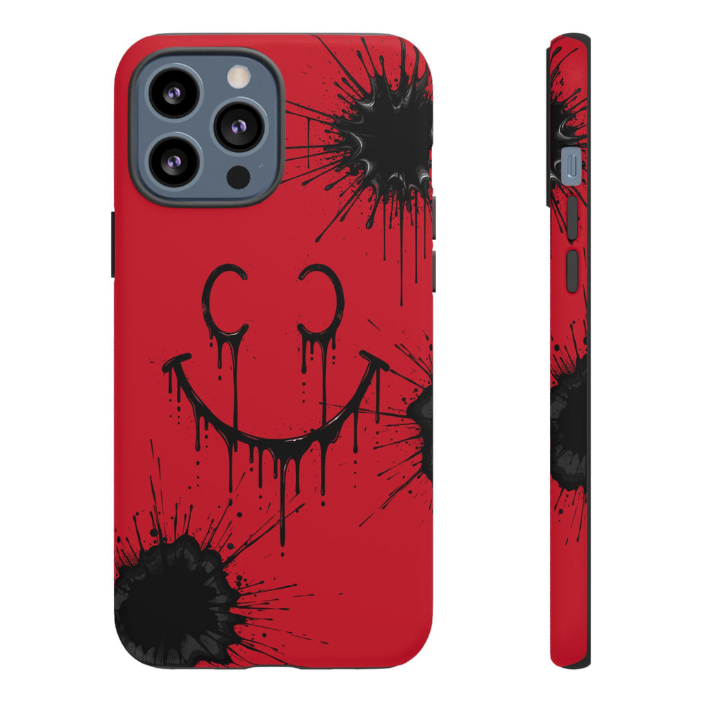 Protective Phone Case — Red Drip Smile Splatter Design
