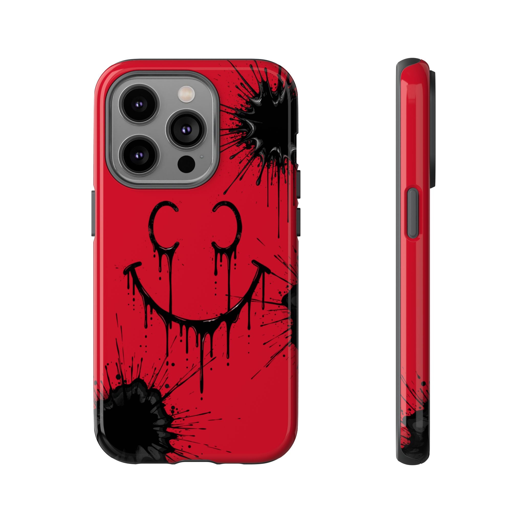 Protective Phone Case — Red Drip Smile Splatter Design