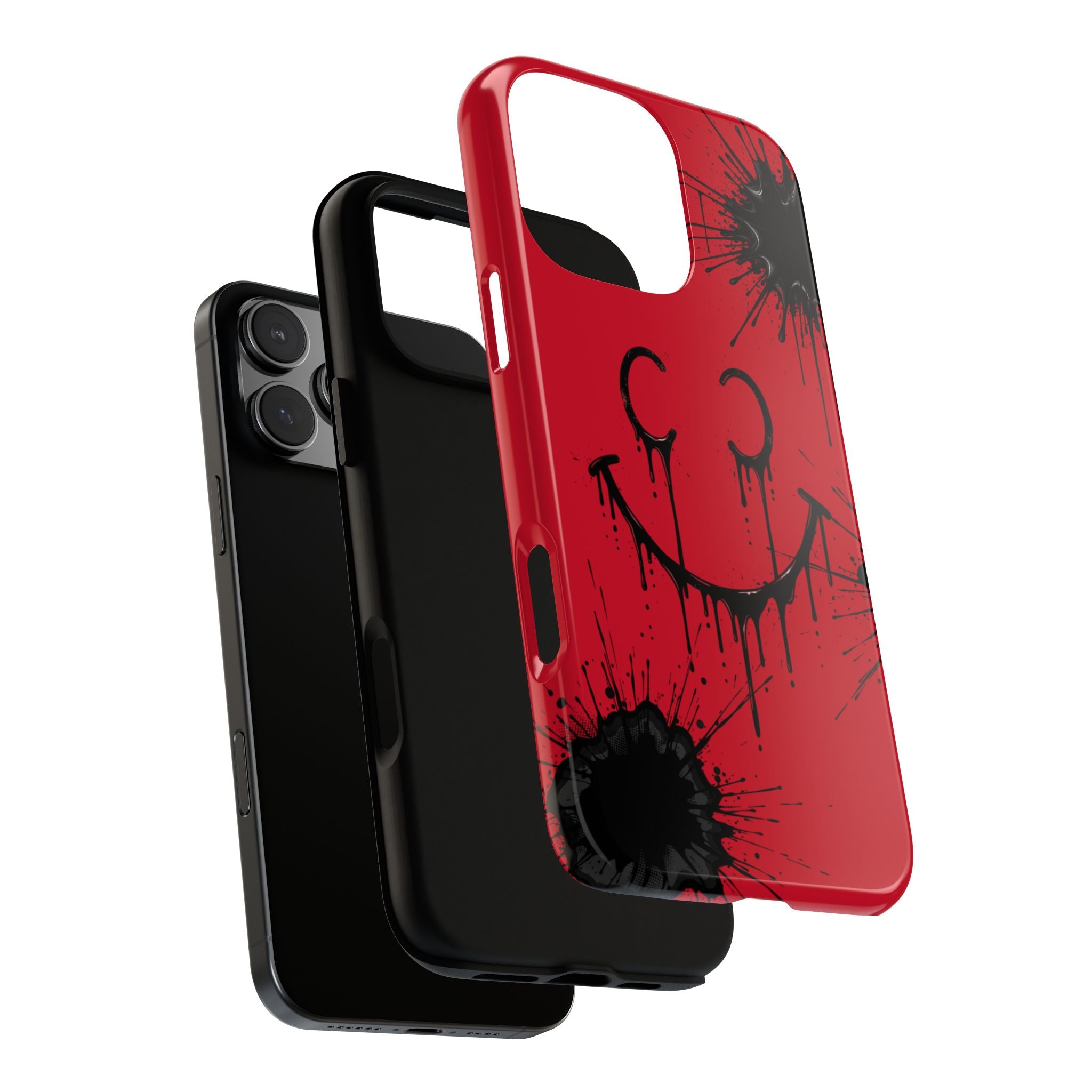 Protective Phone Case — Red Drip Smile Splatter Design