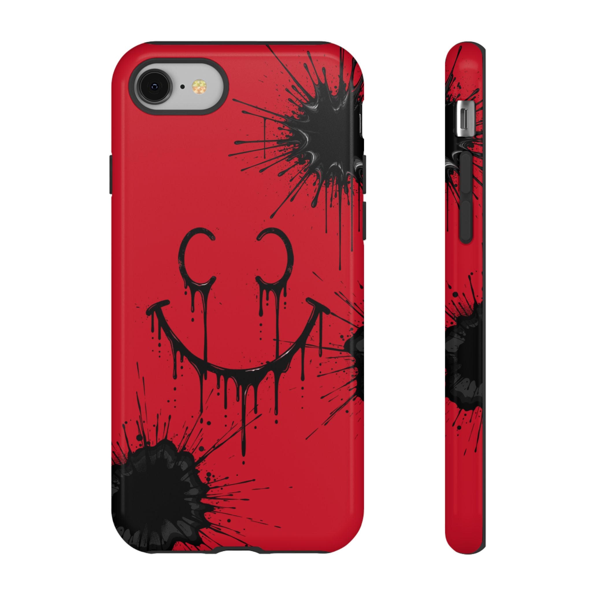 Protective Phone Case — Red Drip Smile Splatter Design