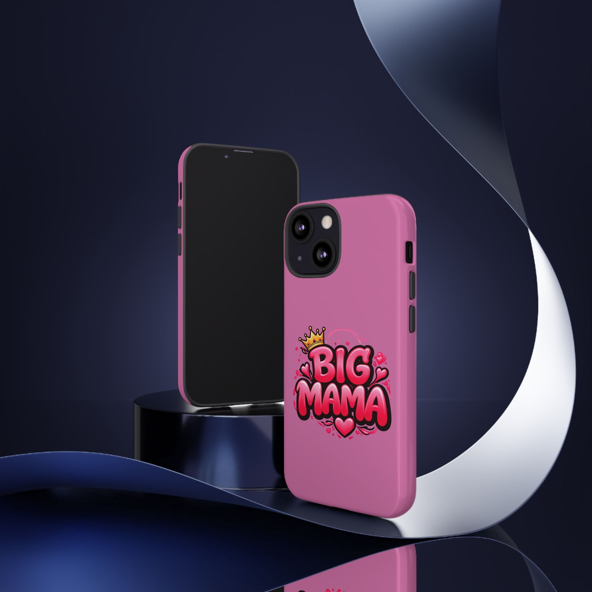 Big Mama Pink Phone Case — Cute Crowned Heart Graphic Tough Case