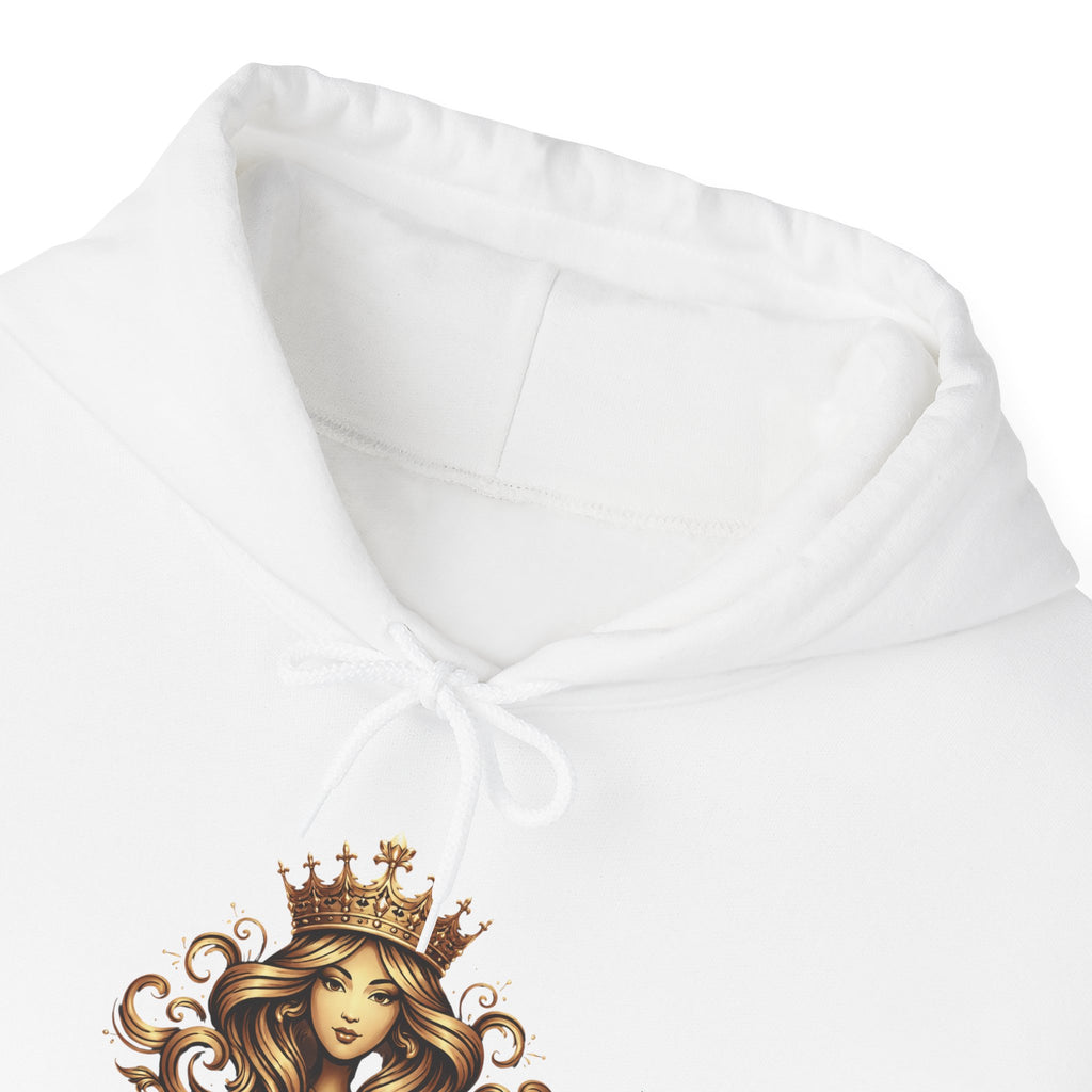 Queen Crown Graphic Hoodie — "Queen" Regal Lioness Design