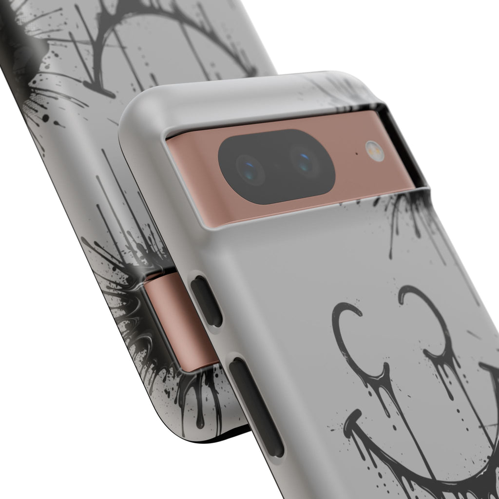Protective Phone Case — Gray Drip Smile Splatter Design