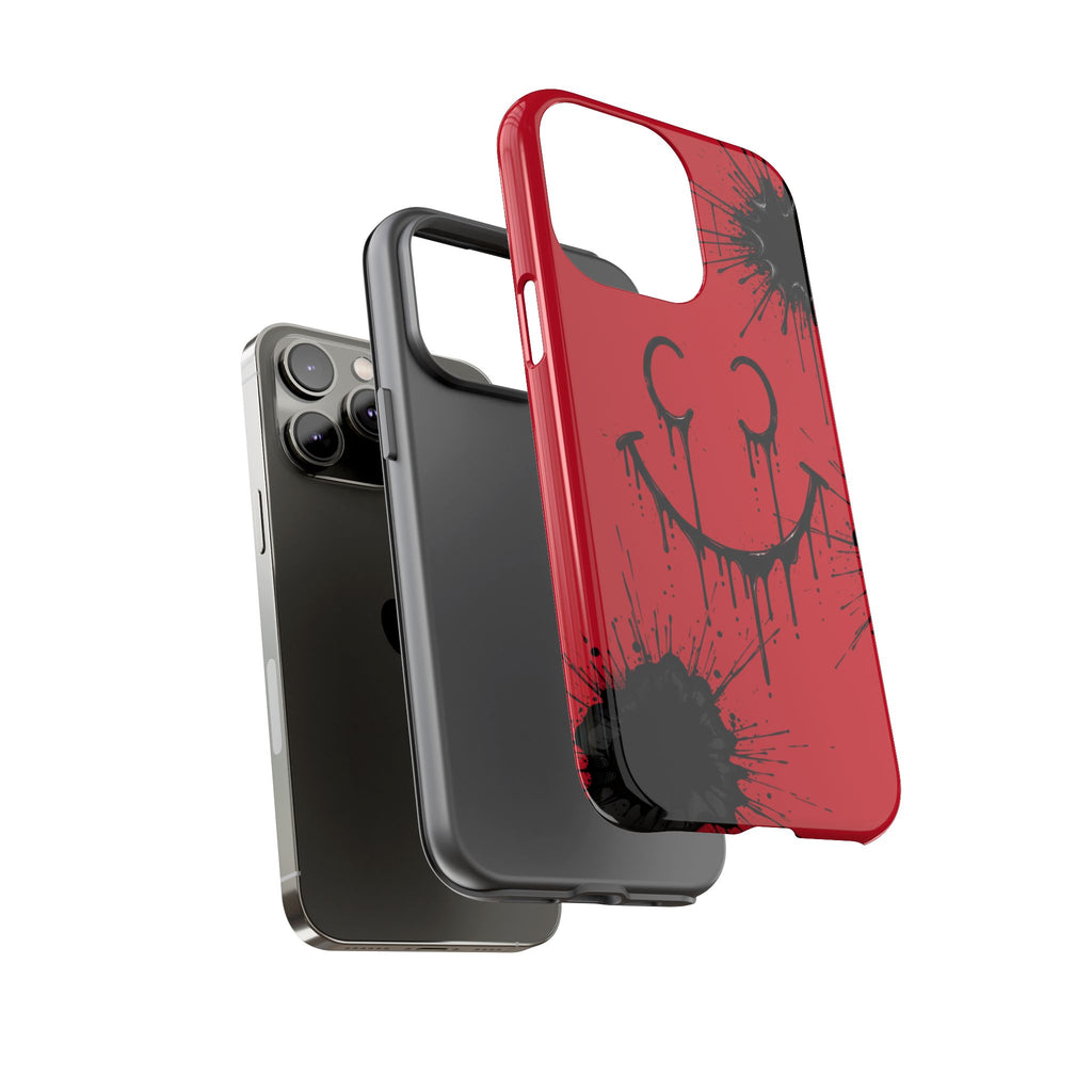 Protective Phone Case — Red Drip Smile Splatter Design