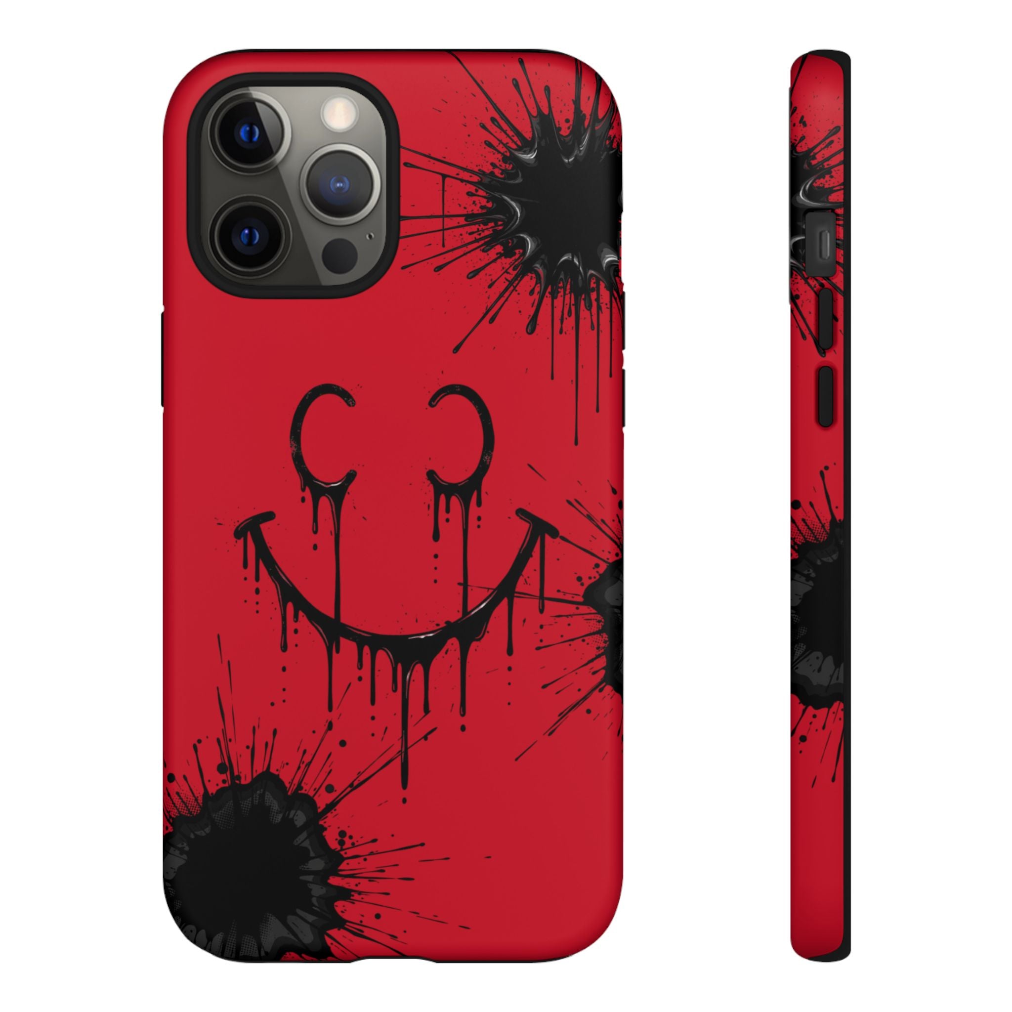 Protective Phone Case — Red Drip Smile Splatter Design