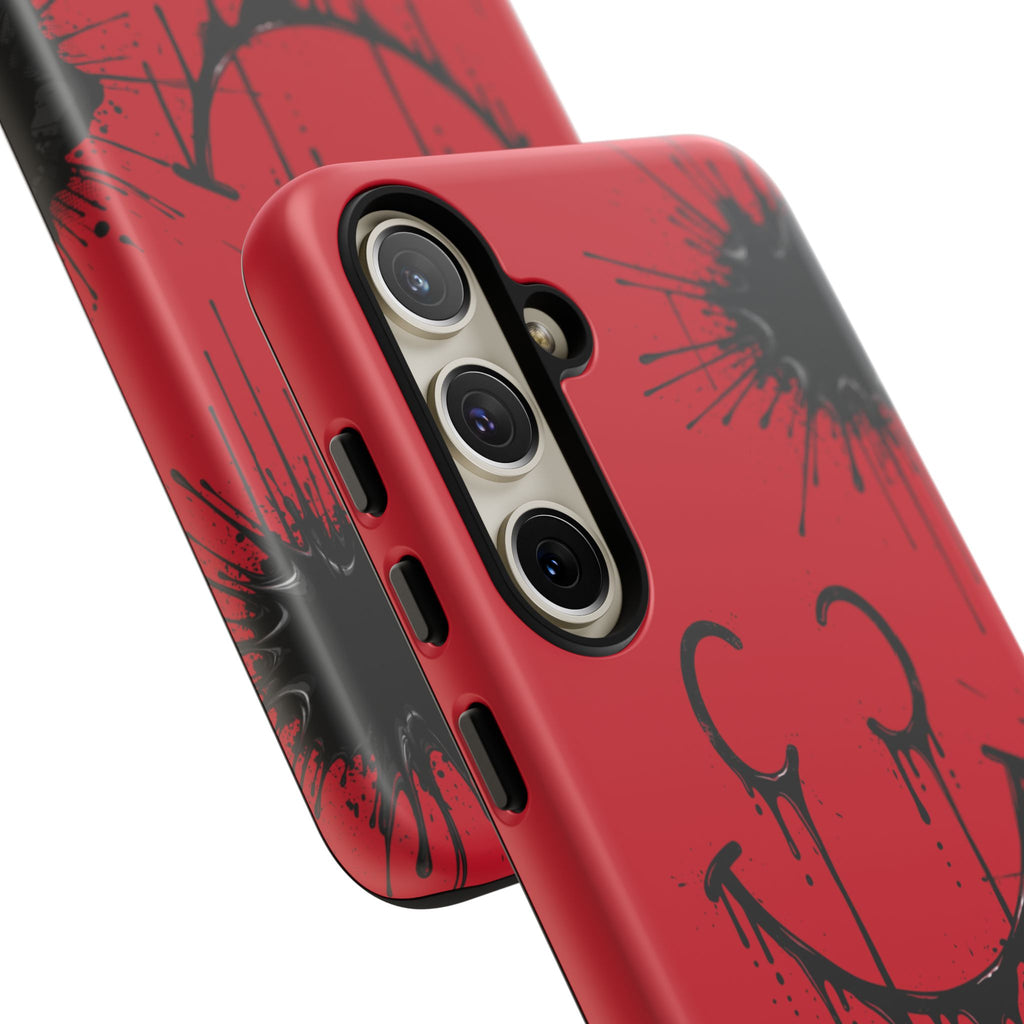 Protective Phone Case — Red Drip Smile Splatter Design