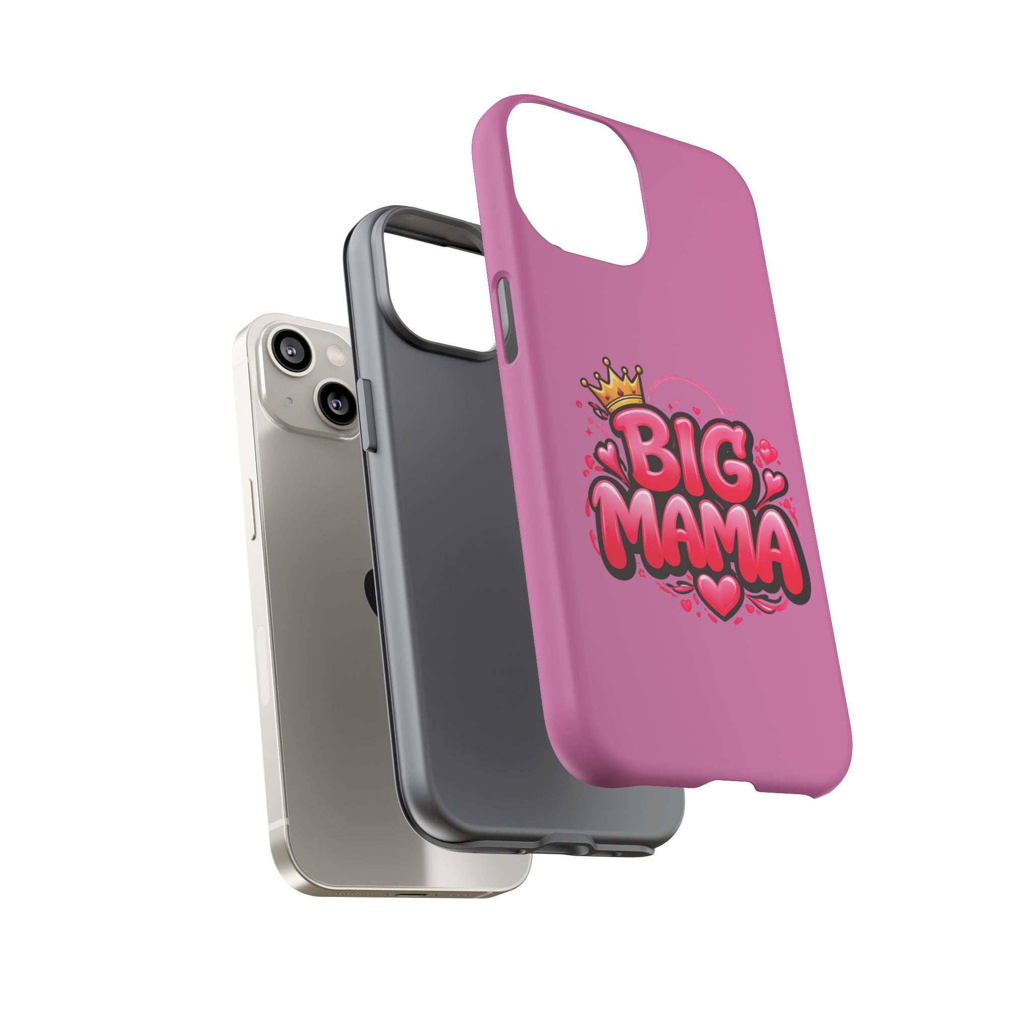 Big Mama Pink Phone Case — Cute Crowned Heart Graphic Tough Case