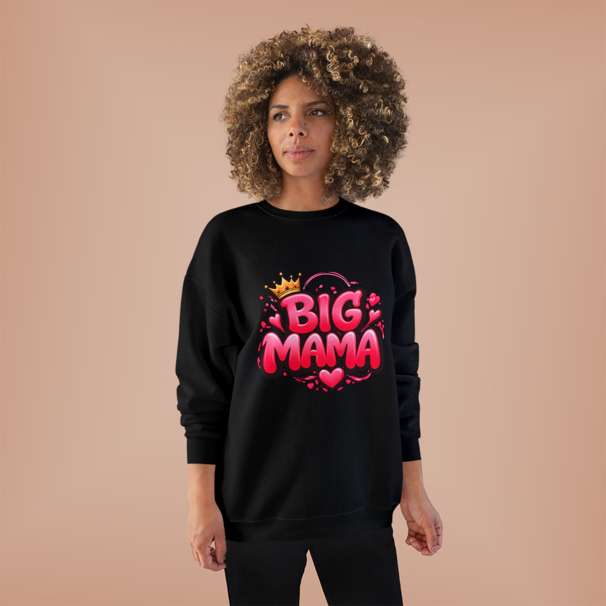 Big Mama Crewneck Sweatshirt — Pink Crown Graphic Mom Gift