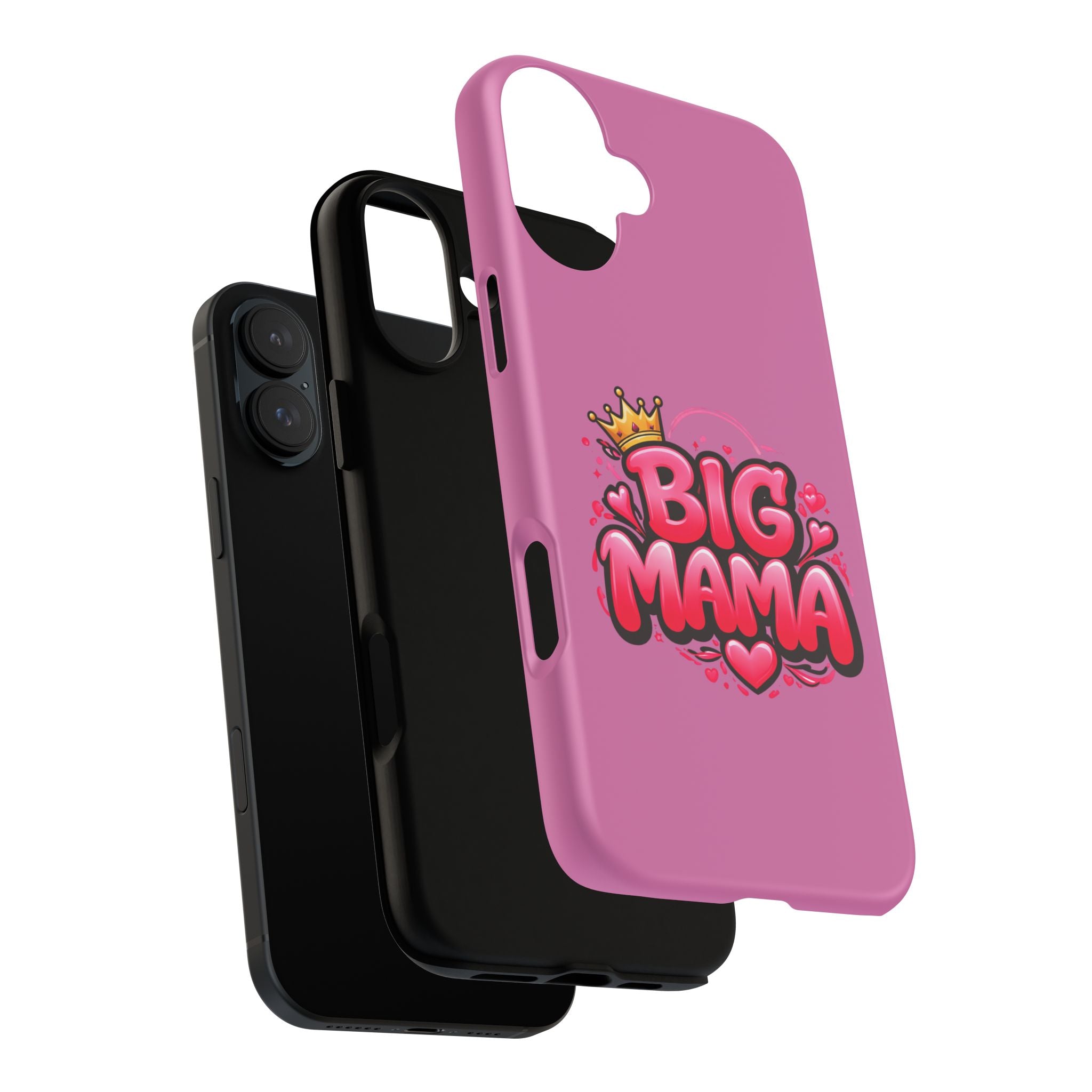 Big Mama Pink Phone Case — Cute Crowned Heart Graphic Tough Case