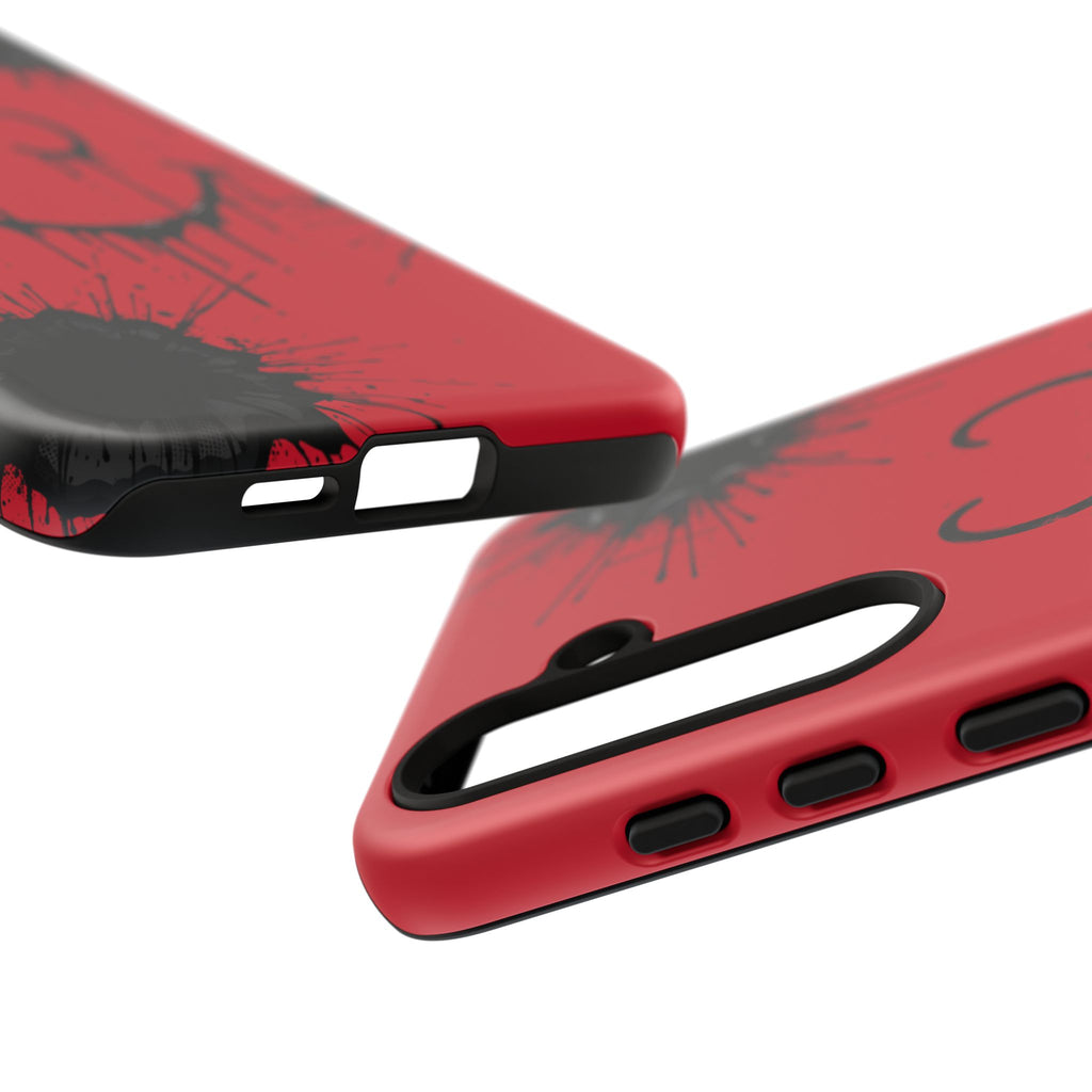 Protective Phone Case — Red Drip Smile Splatter Design