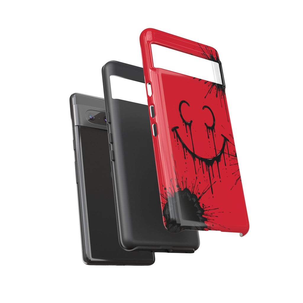 Protective Phone Case — Red Drip Smile Splatter Design