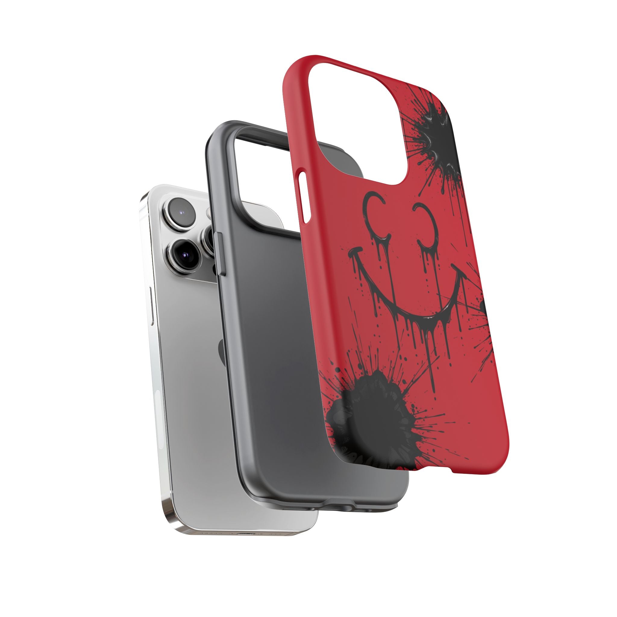 Protective Phone Case — Red Drip Smile Splatter Design