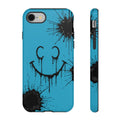 Protective Phone Case — Blue Drip Smile Splatter Design