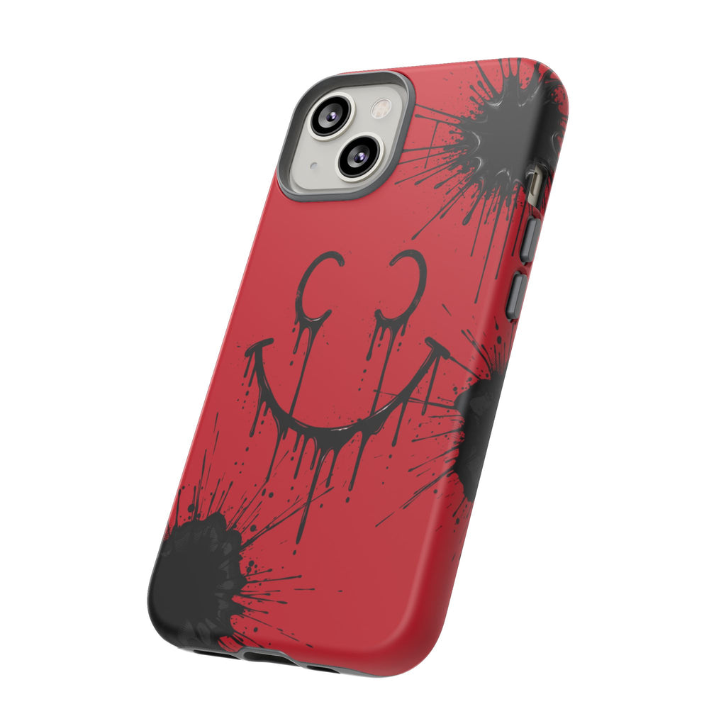 Protective Phone Case — Red Drip Smile Splatter Design
