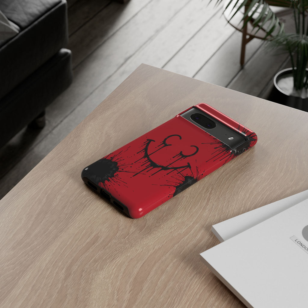 Protective Phone Case — Red Drip Smile Splatter Design