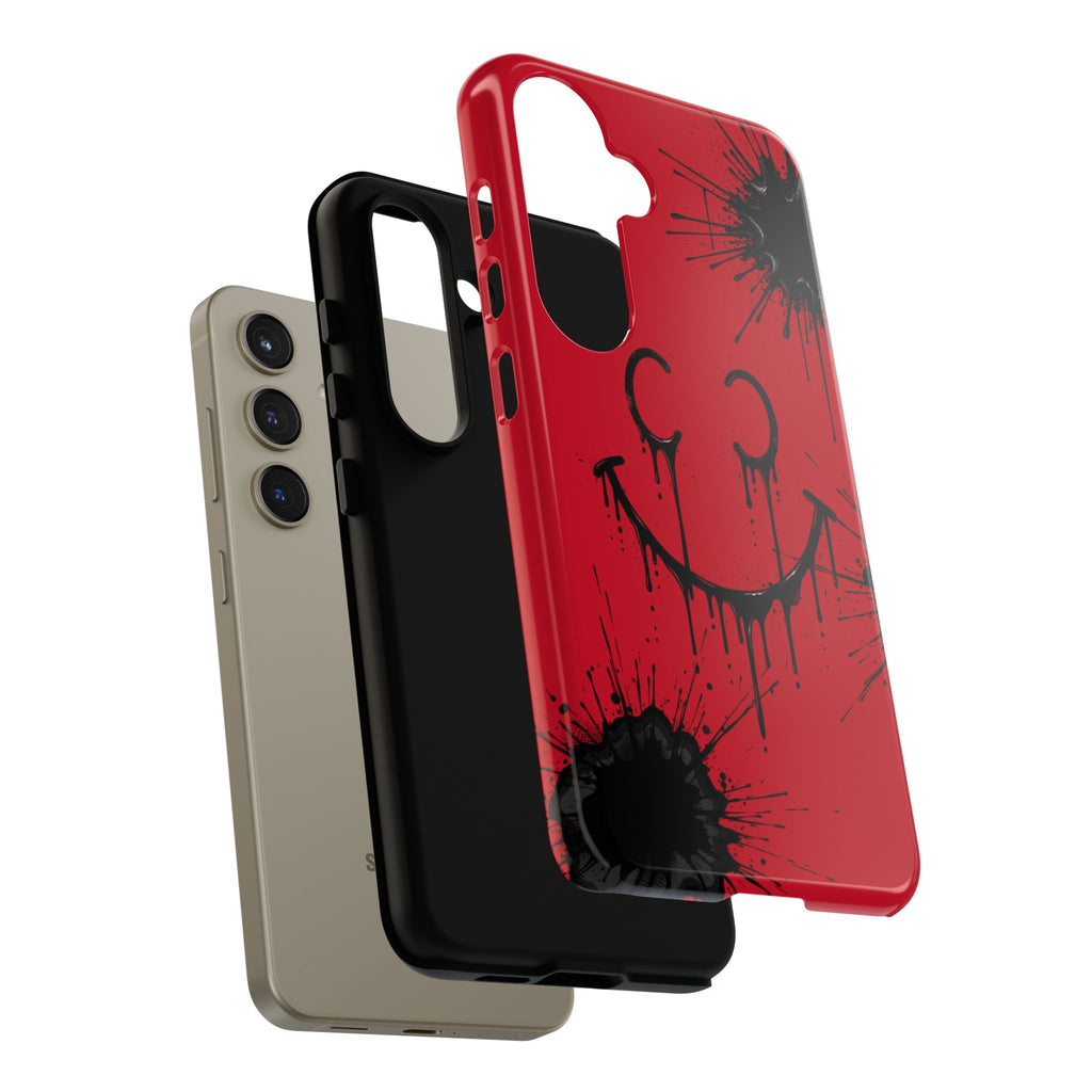 Protective Phone Case — Red Drip Smile Splatter Design