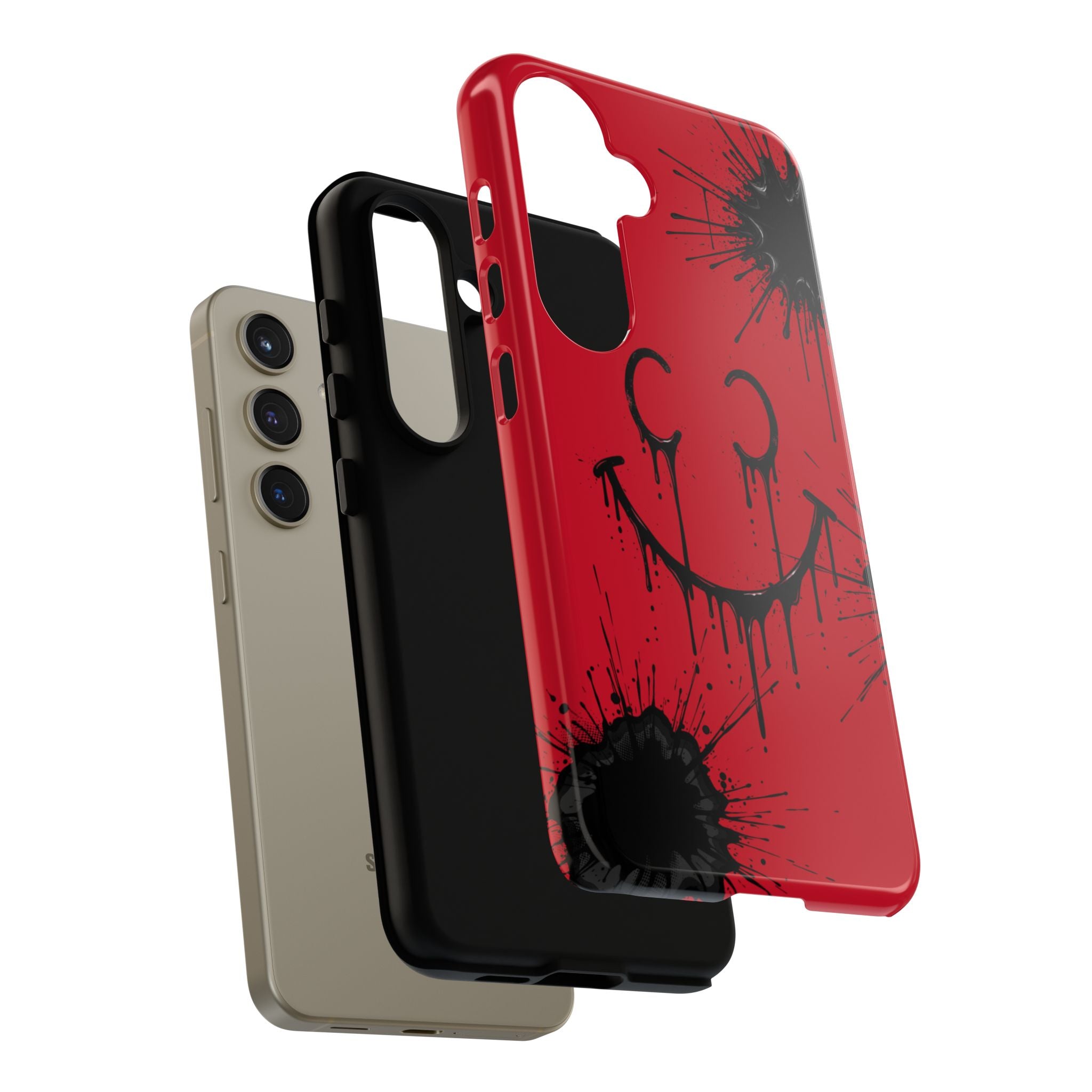 Protective Phone Case — Red Drip Smile Splatter Design