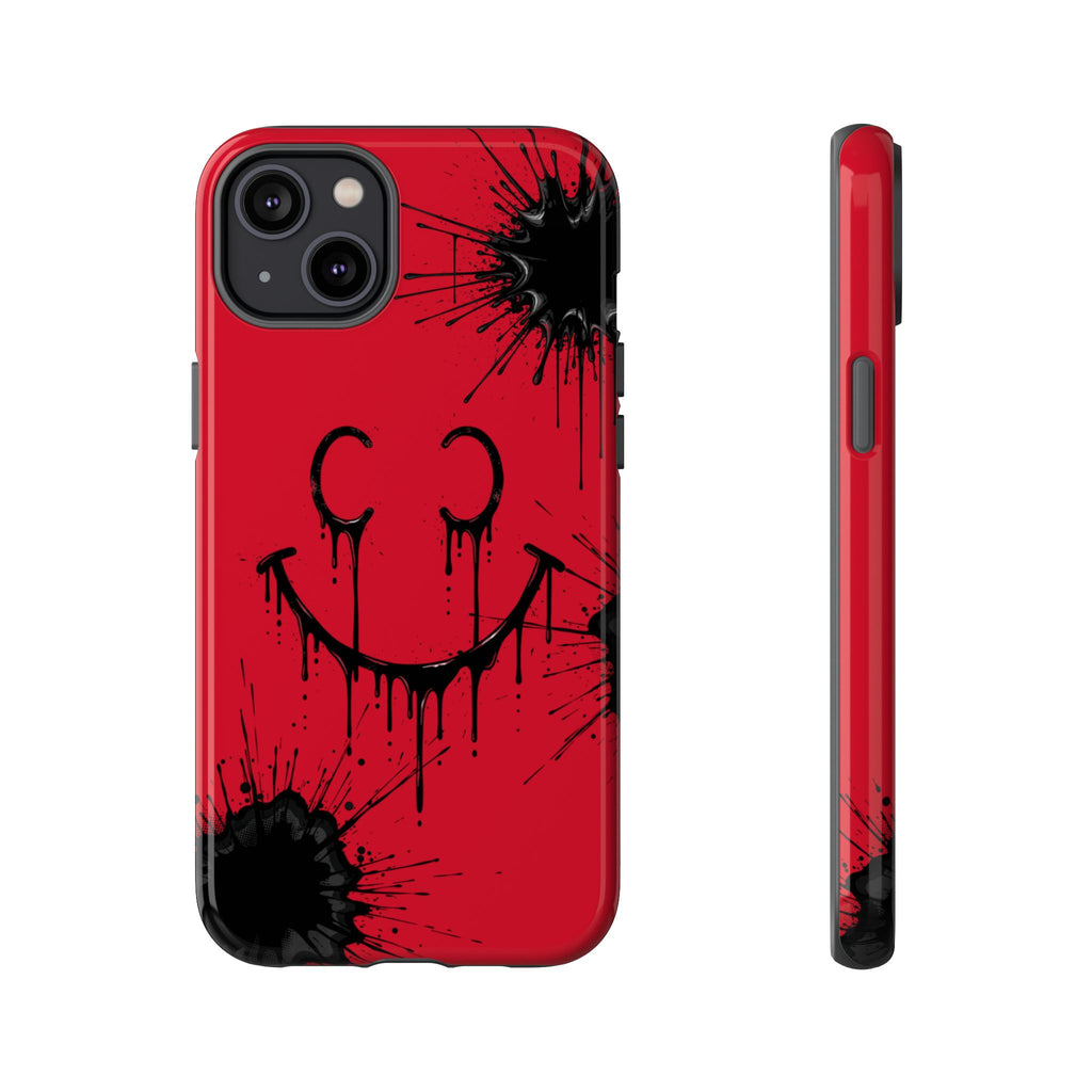 Protective Phone Case — Red Drip Smile Splatter Design
