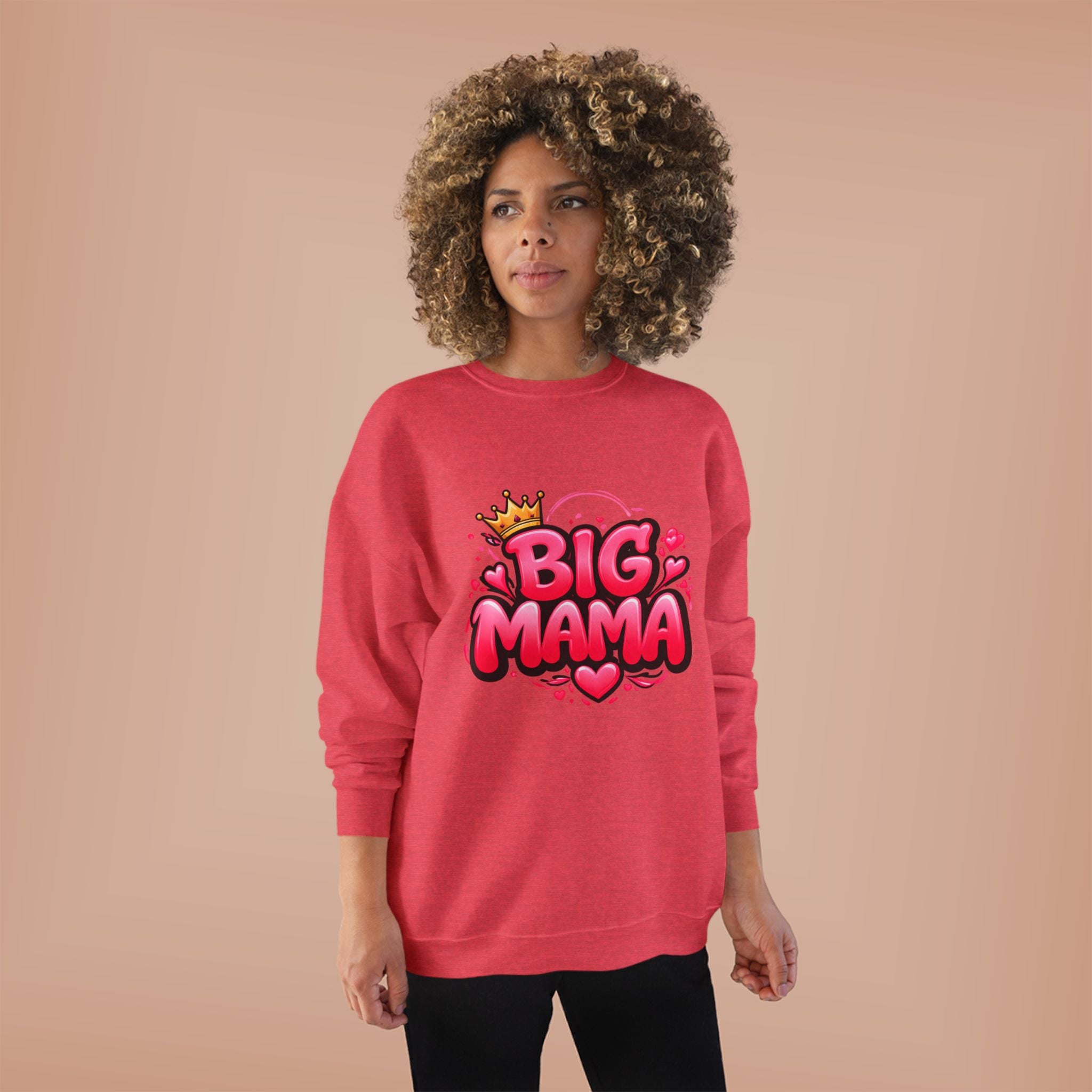 Big Mama Crewneck Sweatshirt — Pink Crown Graphic Mom Gift