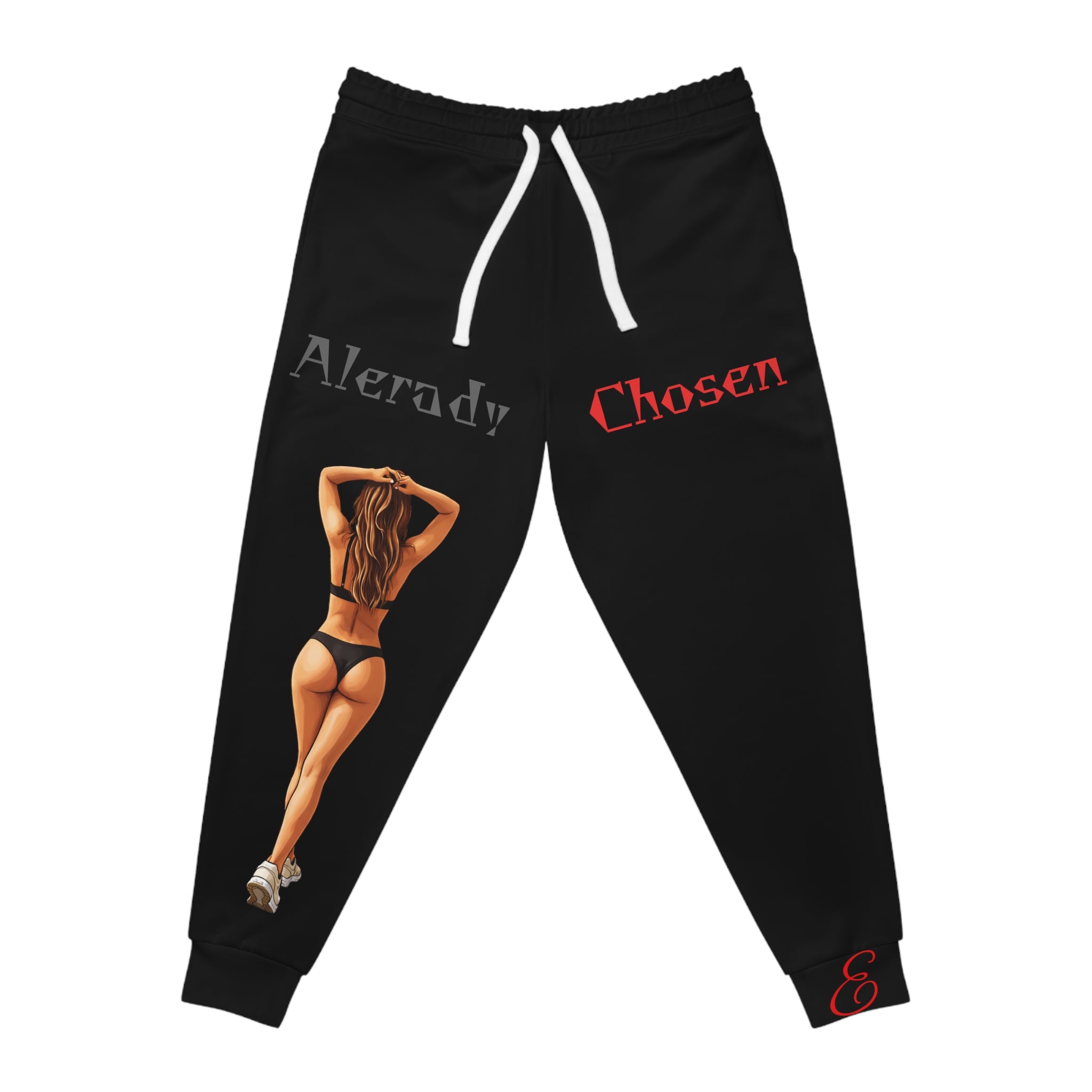 Athletic Joggers — 'Already Chosen' Beach Graphic Sweatpants with Stay Down Side Text