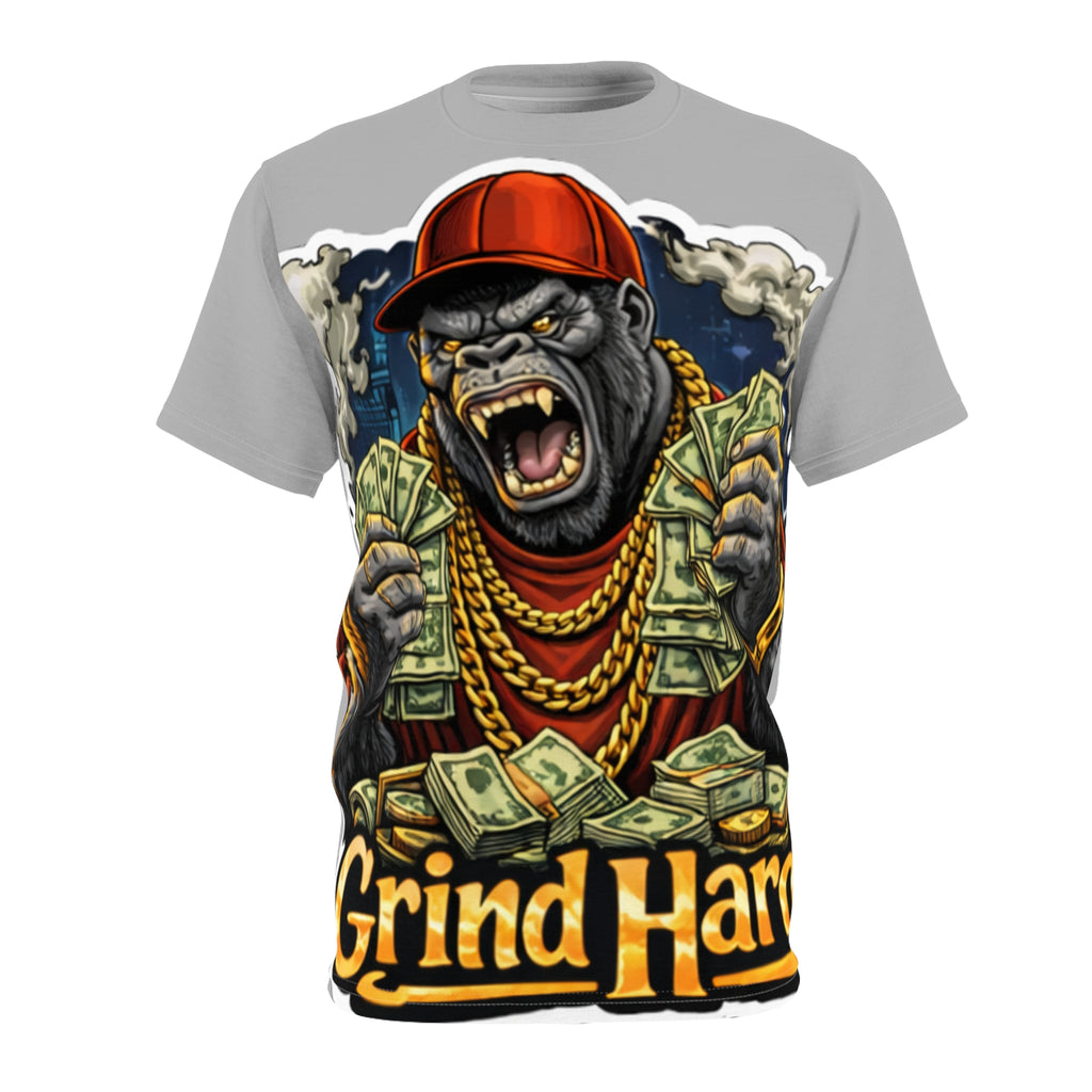 Grind Hard Gorilla Tee — Streetwear Money-Stack Graphic T-Shirt