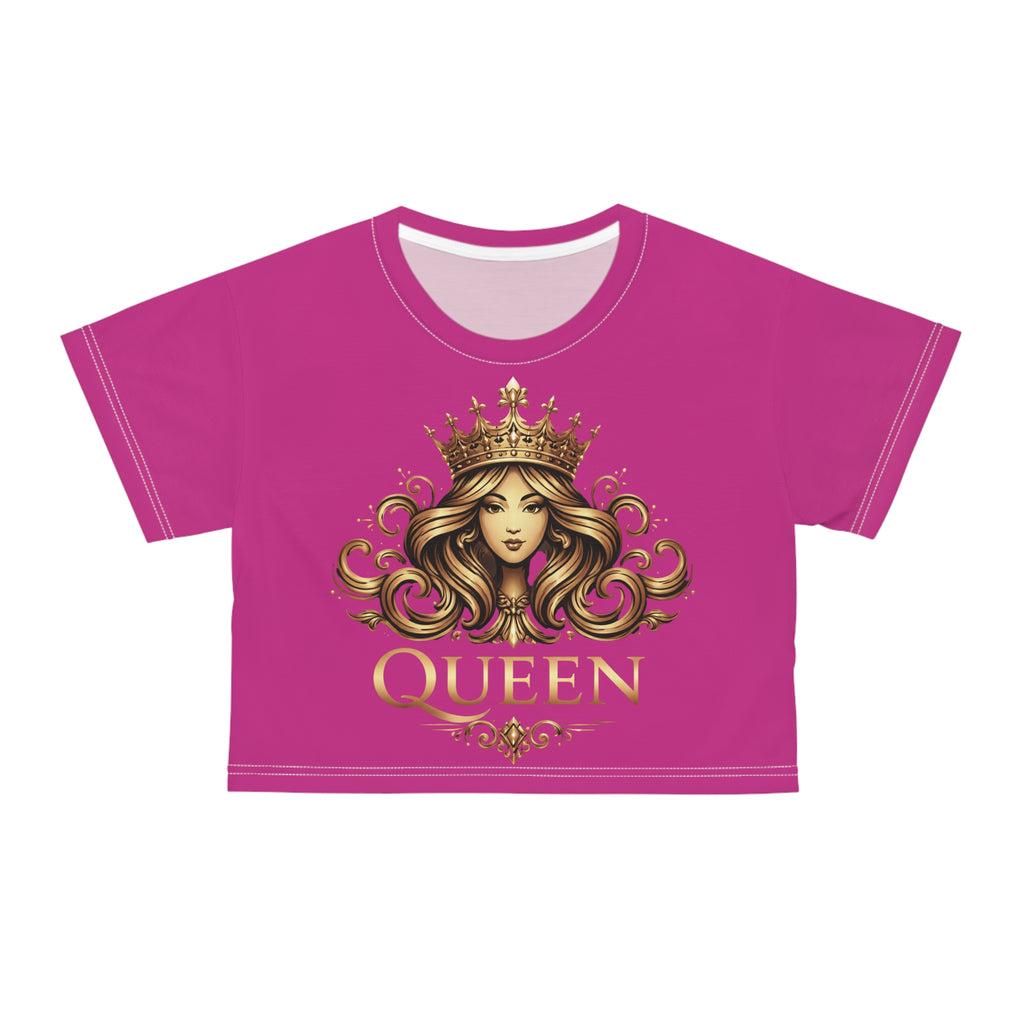 Queen Graphic Crop Tee — Regal Crowned Woman Design