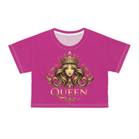 Queen Graphic Crop Tee — Regal Crowned Woman Design