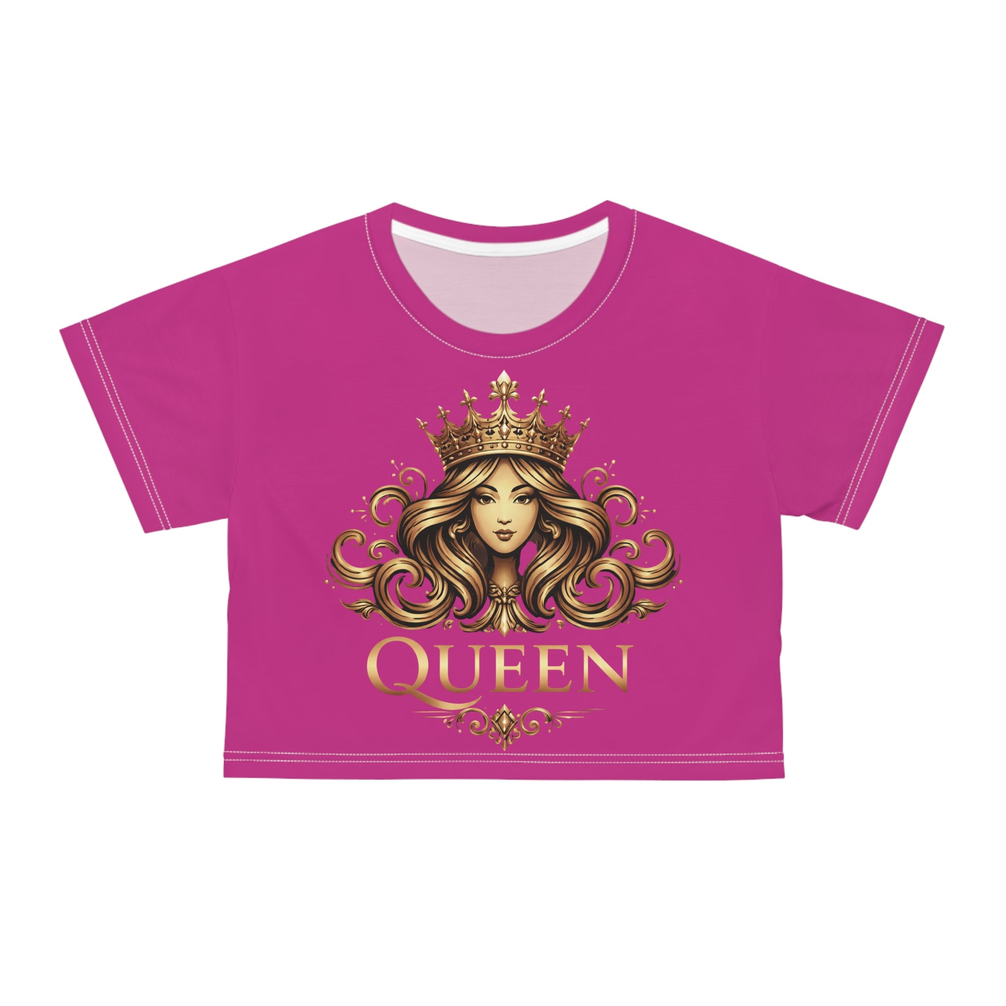 Queen Graphic Crop Tee — Regal Crowned Woman Design