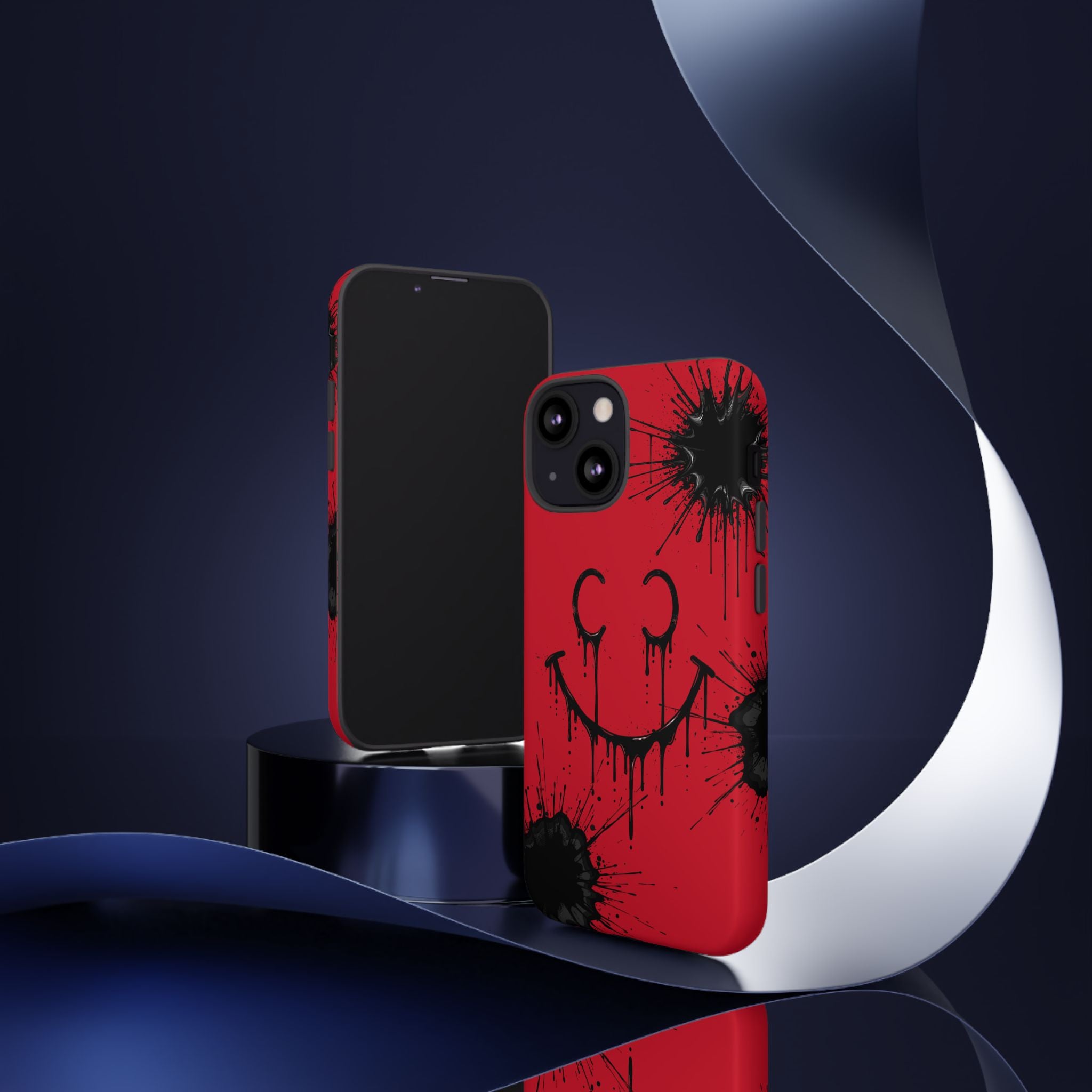 Protective Phone Case — Red Drip Smile Splatter Design