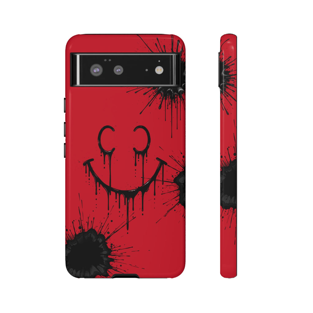 Protective Phone Case — Red Drip Smile Splatter Design