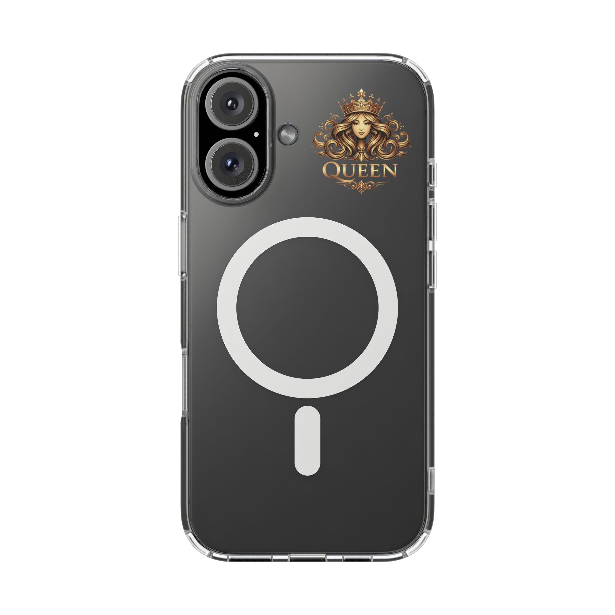 Clear Magnetic Phone Case — "Queen" Crown Design, Impact-Resistant