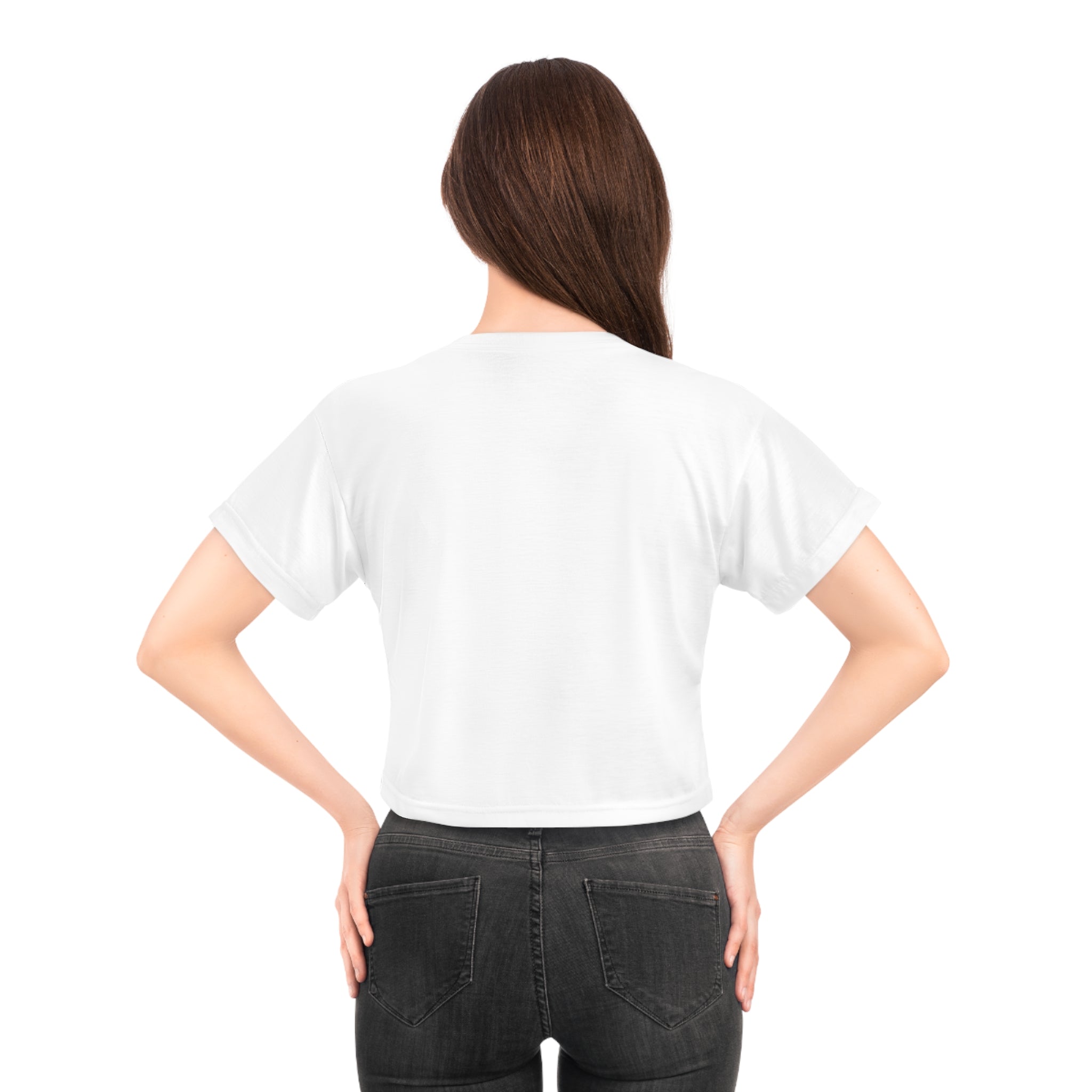 White Queen Graphic Crop Tee — Regal Crowned Woman Design
