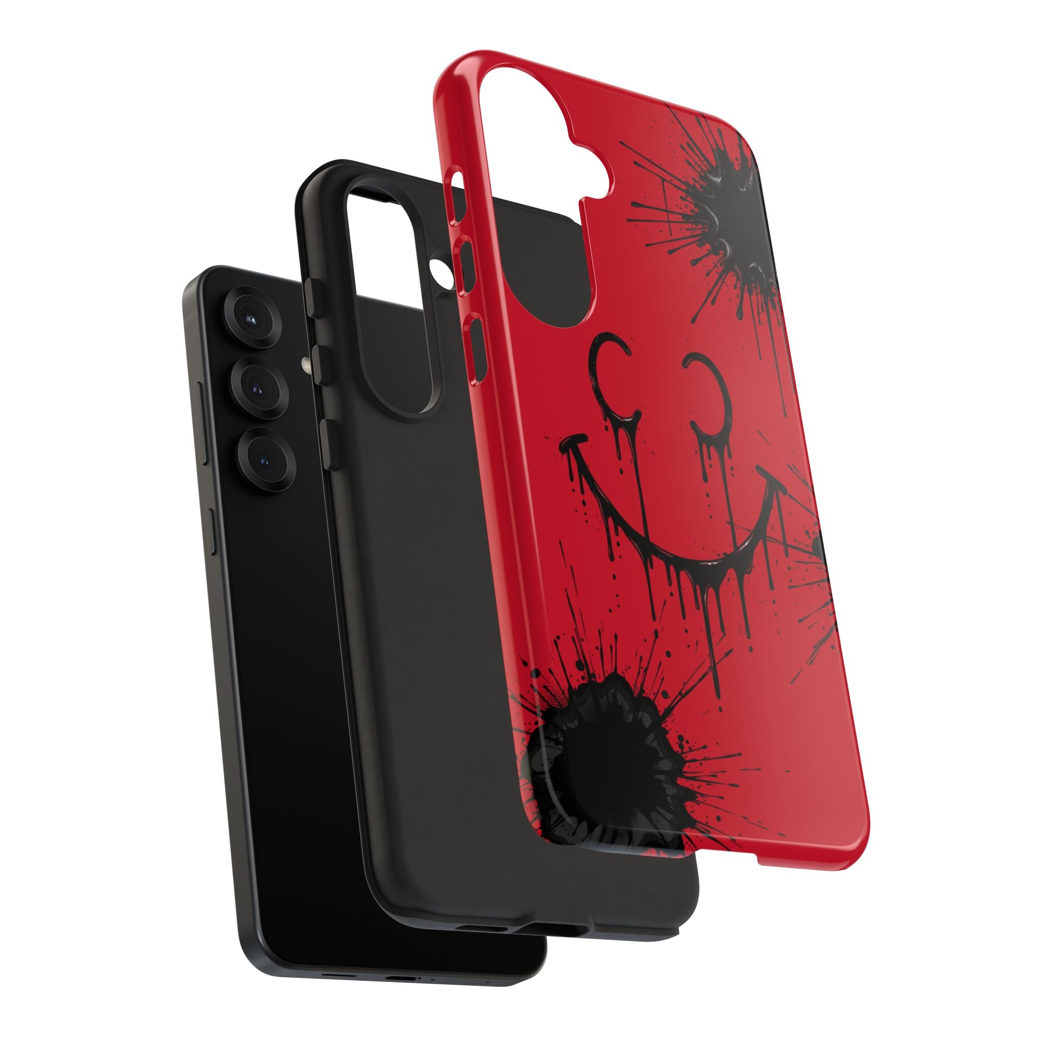 Protective Phone Case — Red Drip Smile Splatter Design