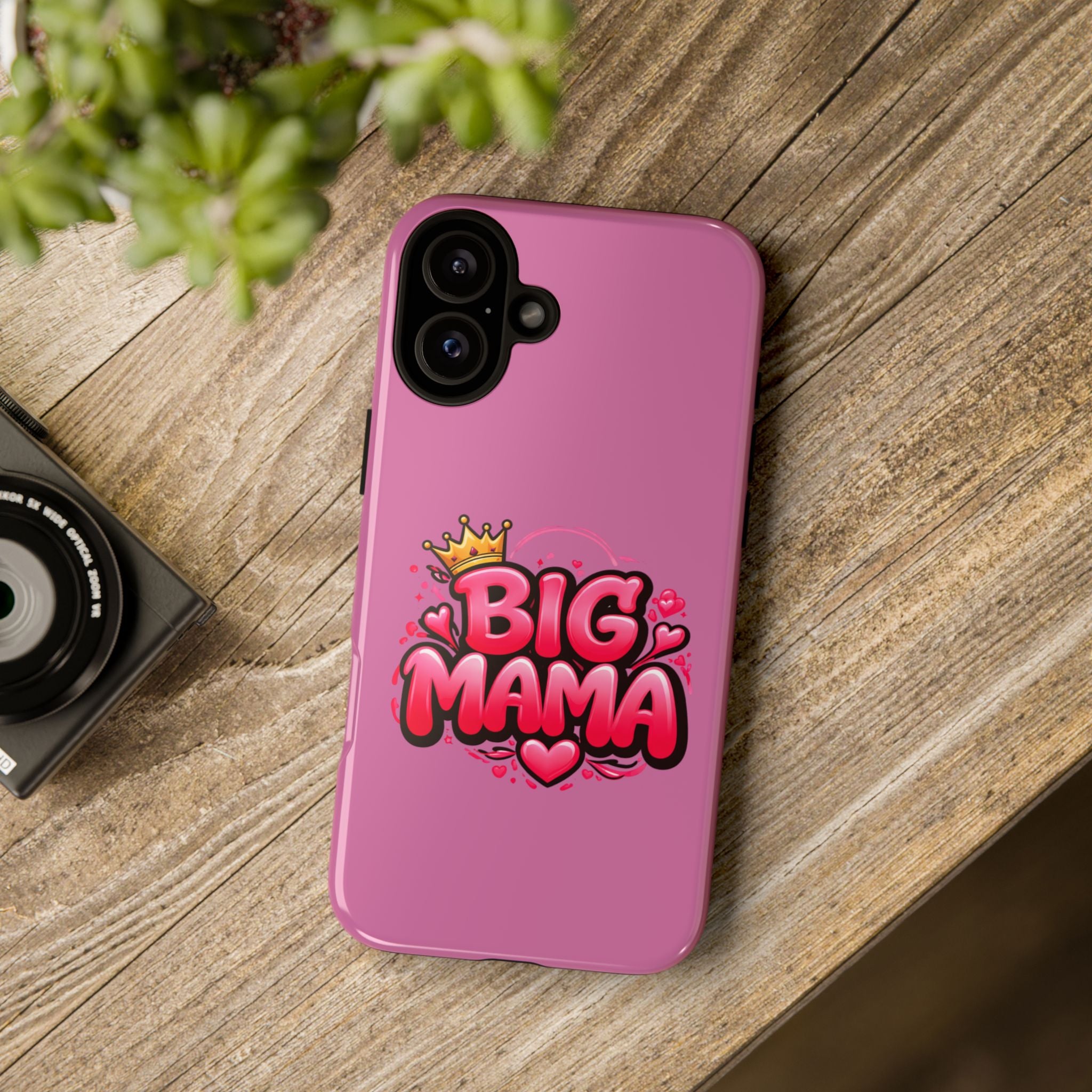 Big Mama Pink Phone Case — Cute Crowned Heart Graphic Tough Case