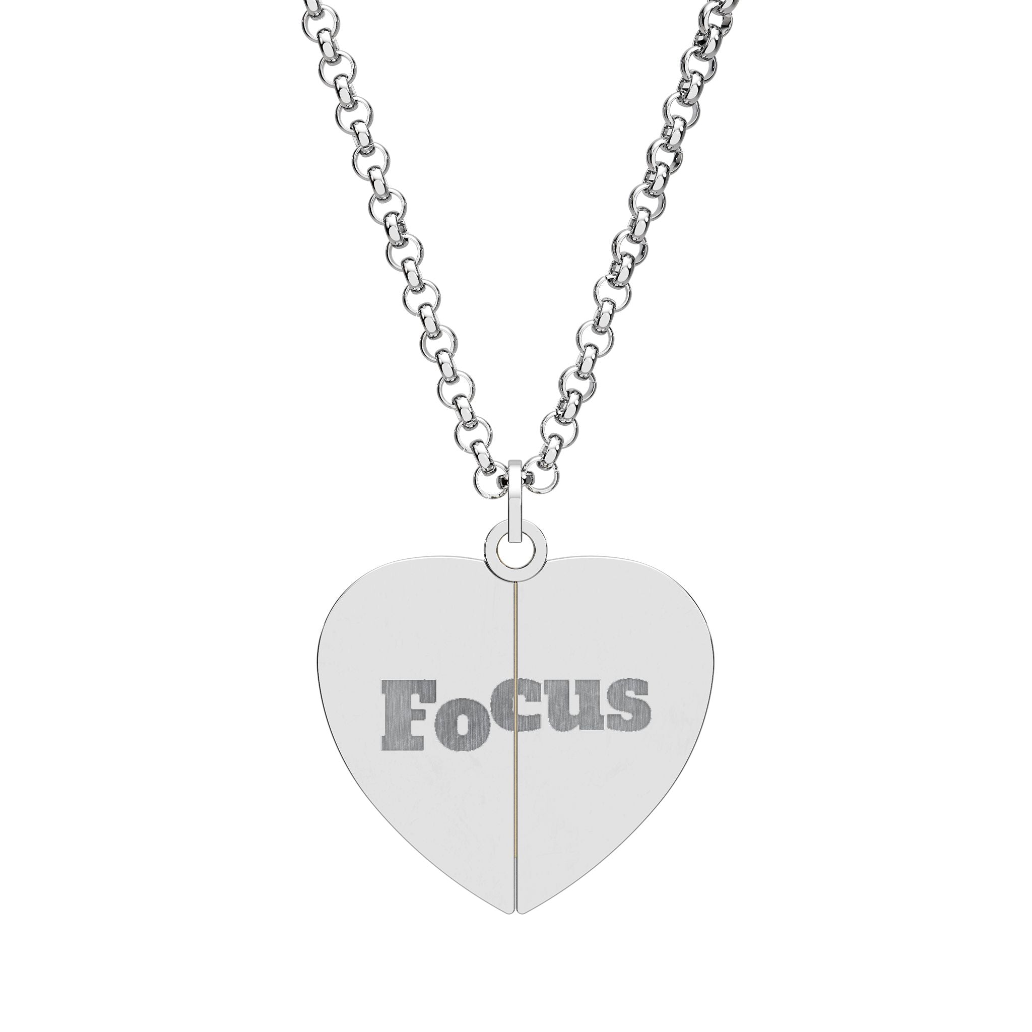 Engraved Hidden Message Heart Necklace — "Focus" Reveal Locket (Customizable)