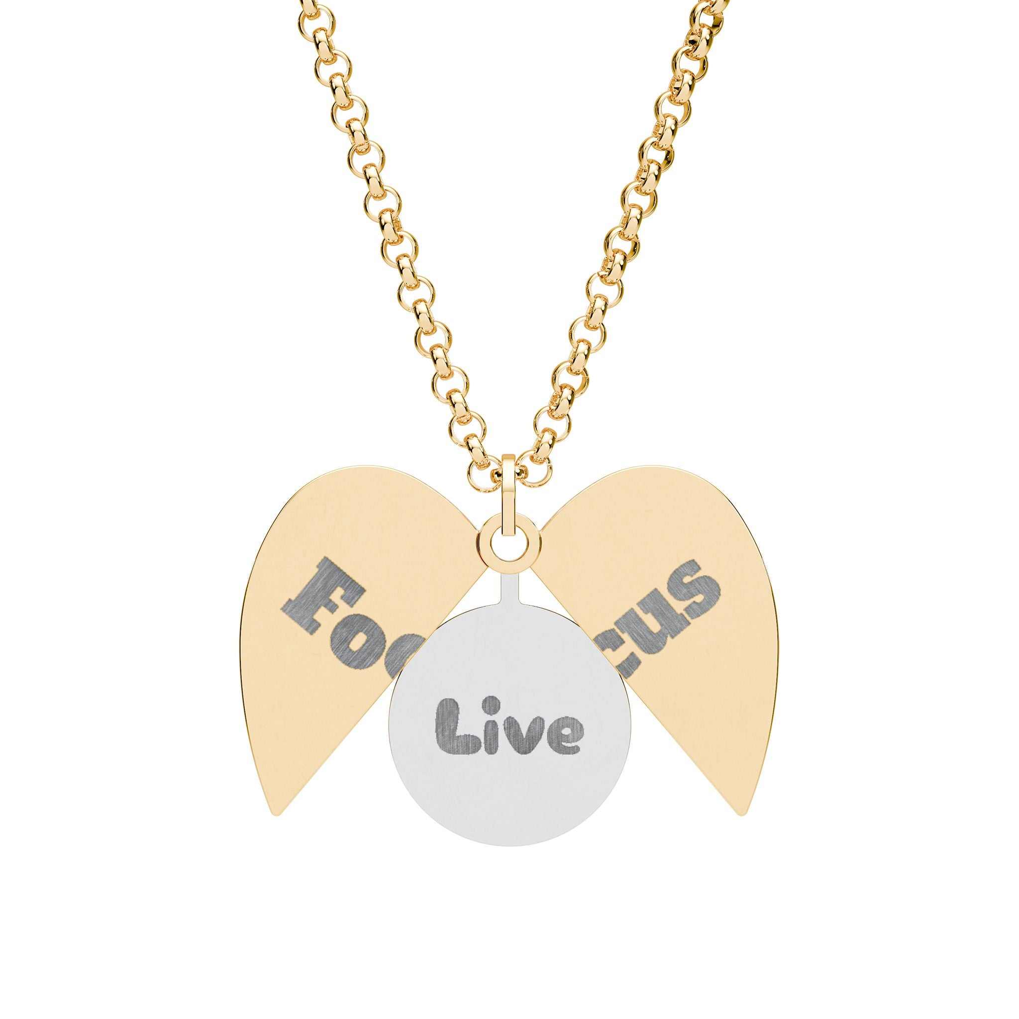 Engraved Hidden Message Heart Necklace — "Focus" Reveal Locket (Customizable)