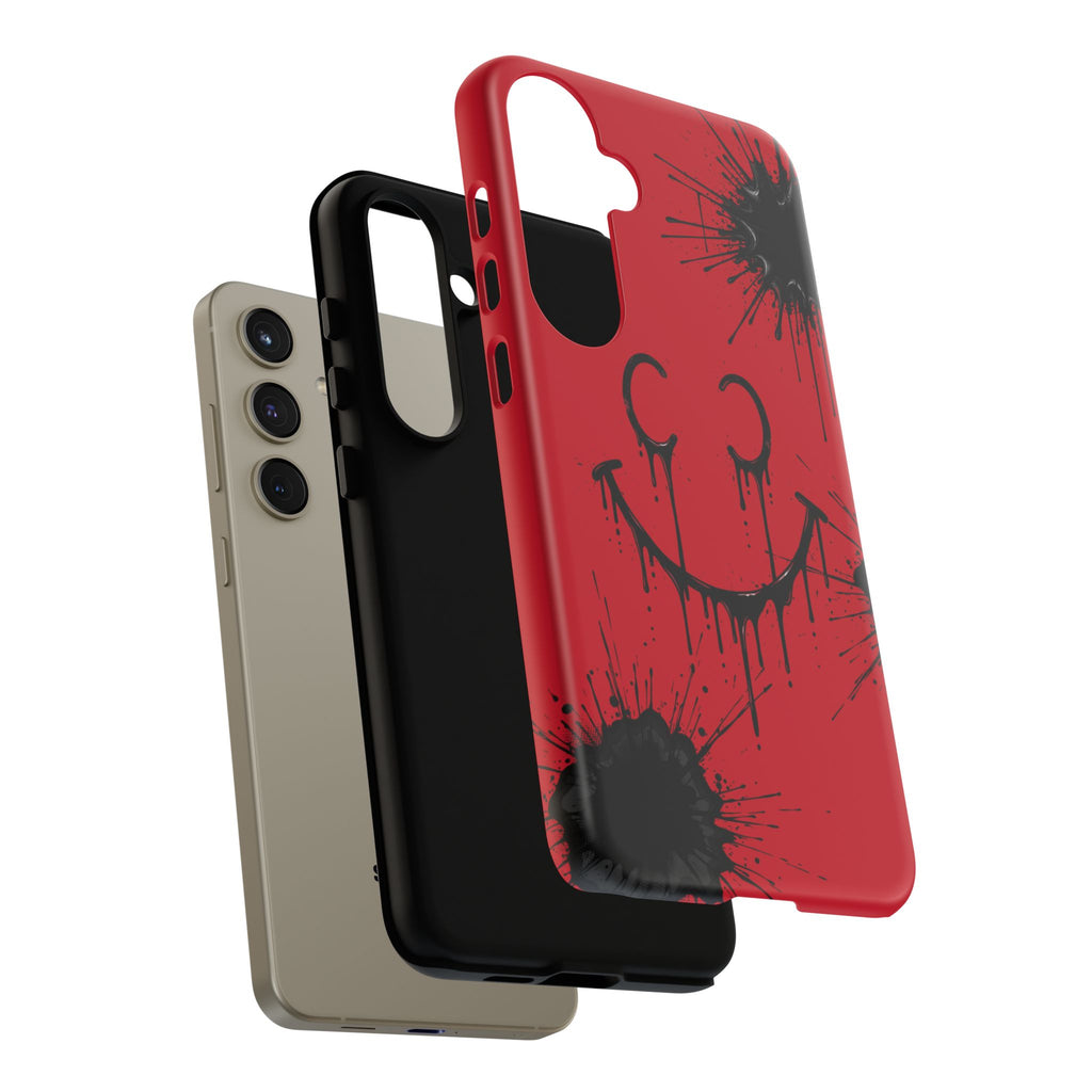 Protective Phone Case — Red Drip Smile Splatter Design
