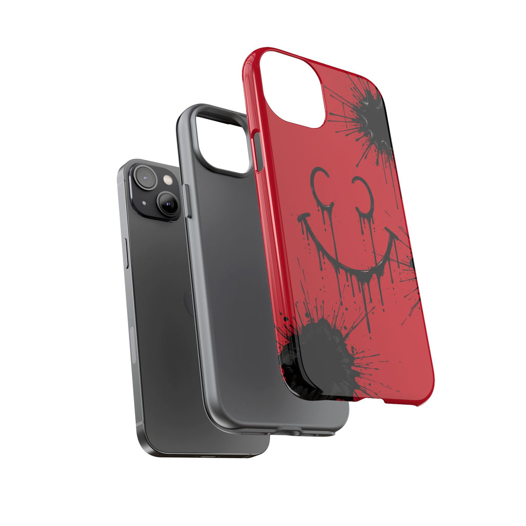 Protective Phone Case — Red Drip Smile Splatter Design