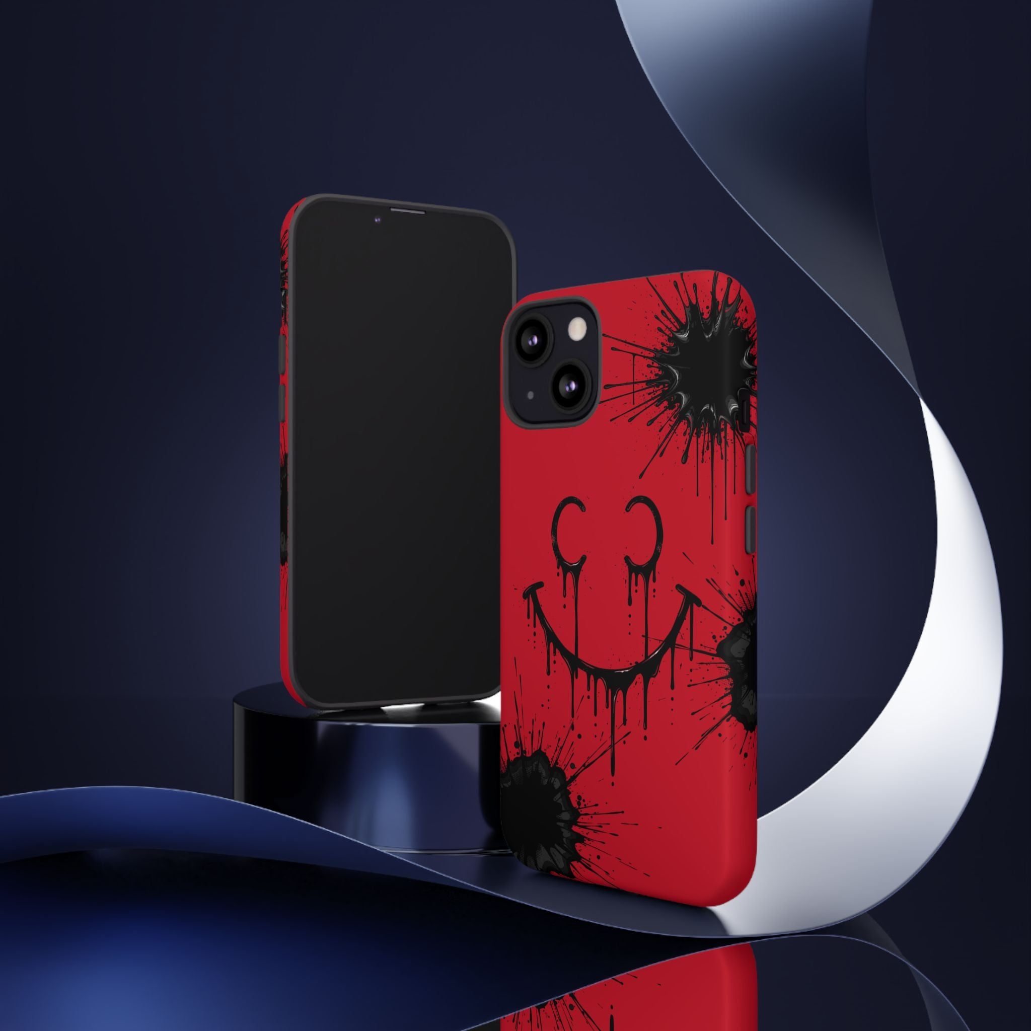 Protective Phone Case — Red Drip Smile Splatter Design