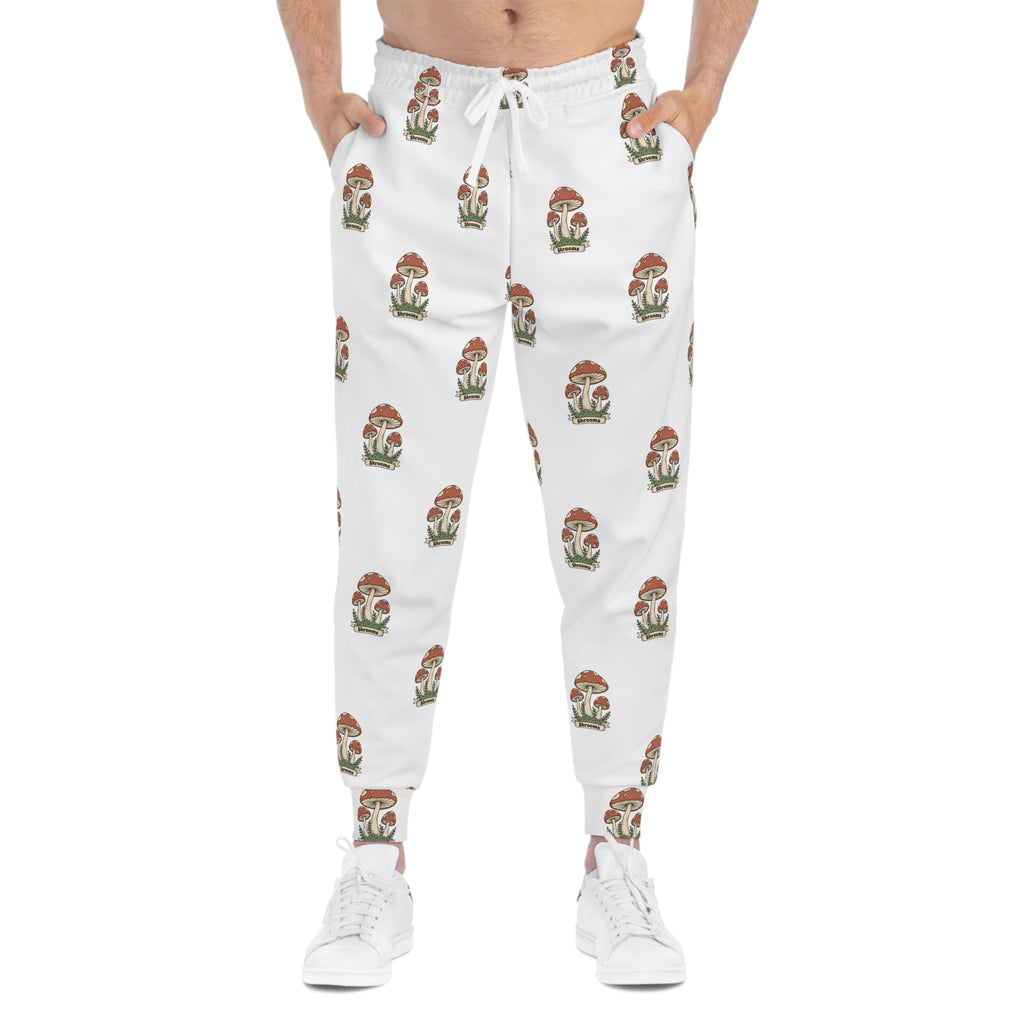 Mushroom Pattern Athletic Joggers — Botanical Graphic AOP Sweatpants