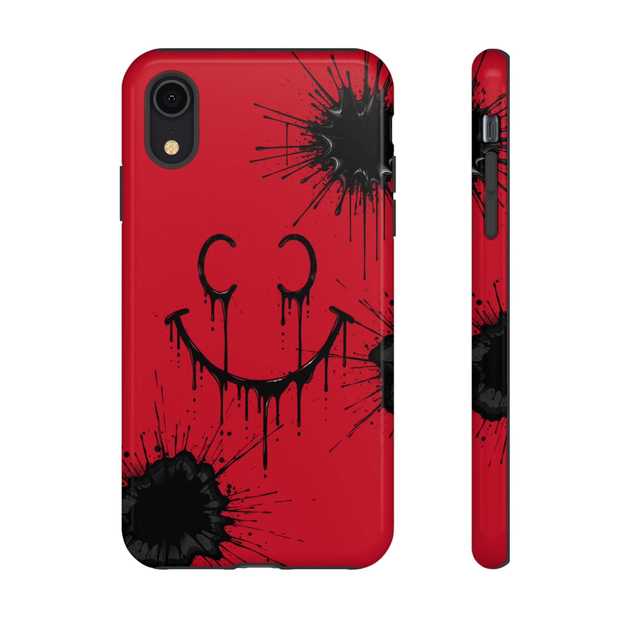 Protective Phone Case — Red Drip Smile Splatter Design