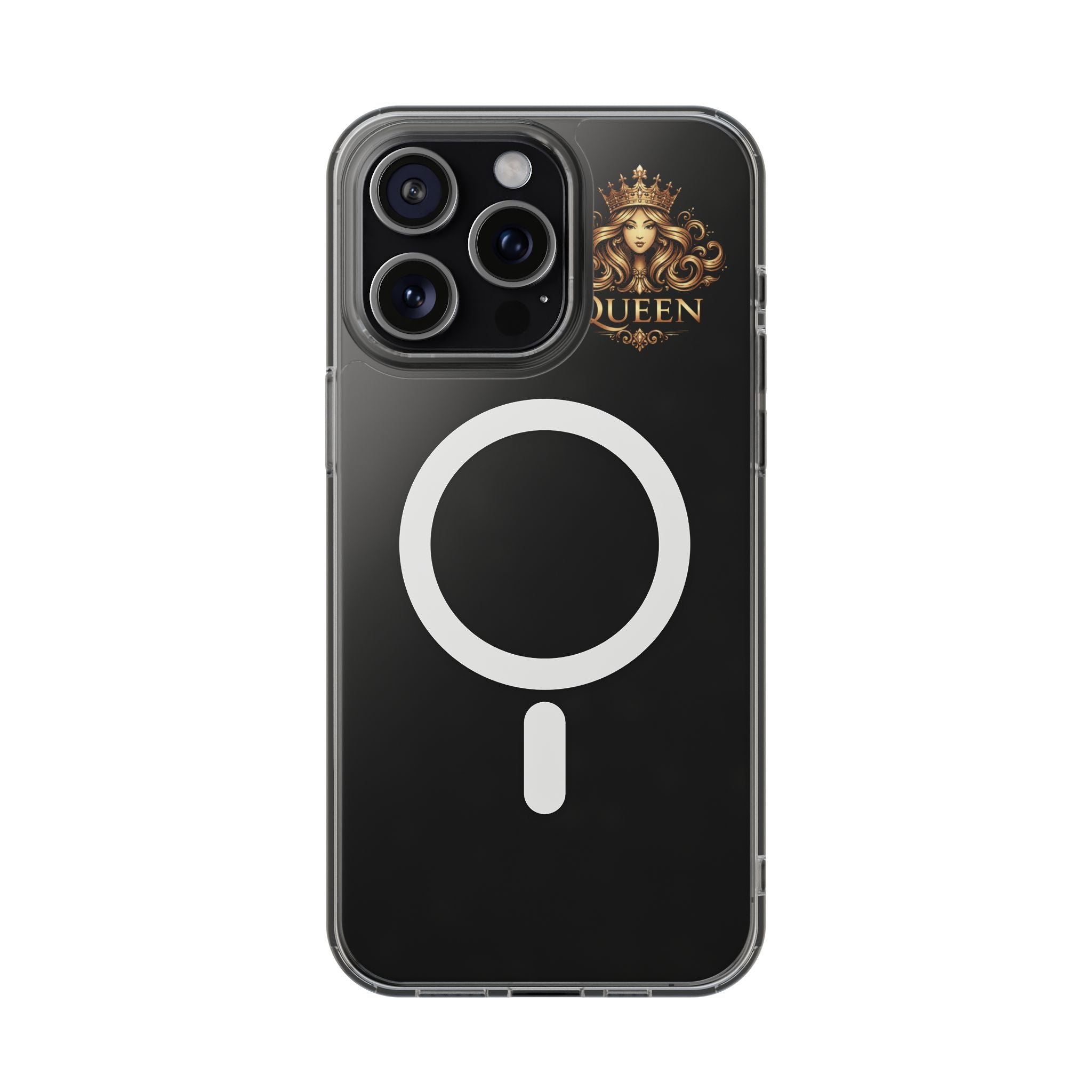 Clear Magnetic Phone Case — "Queen" Crown Design, Impact-Resistant