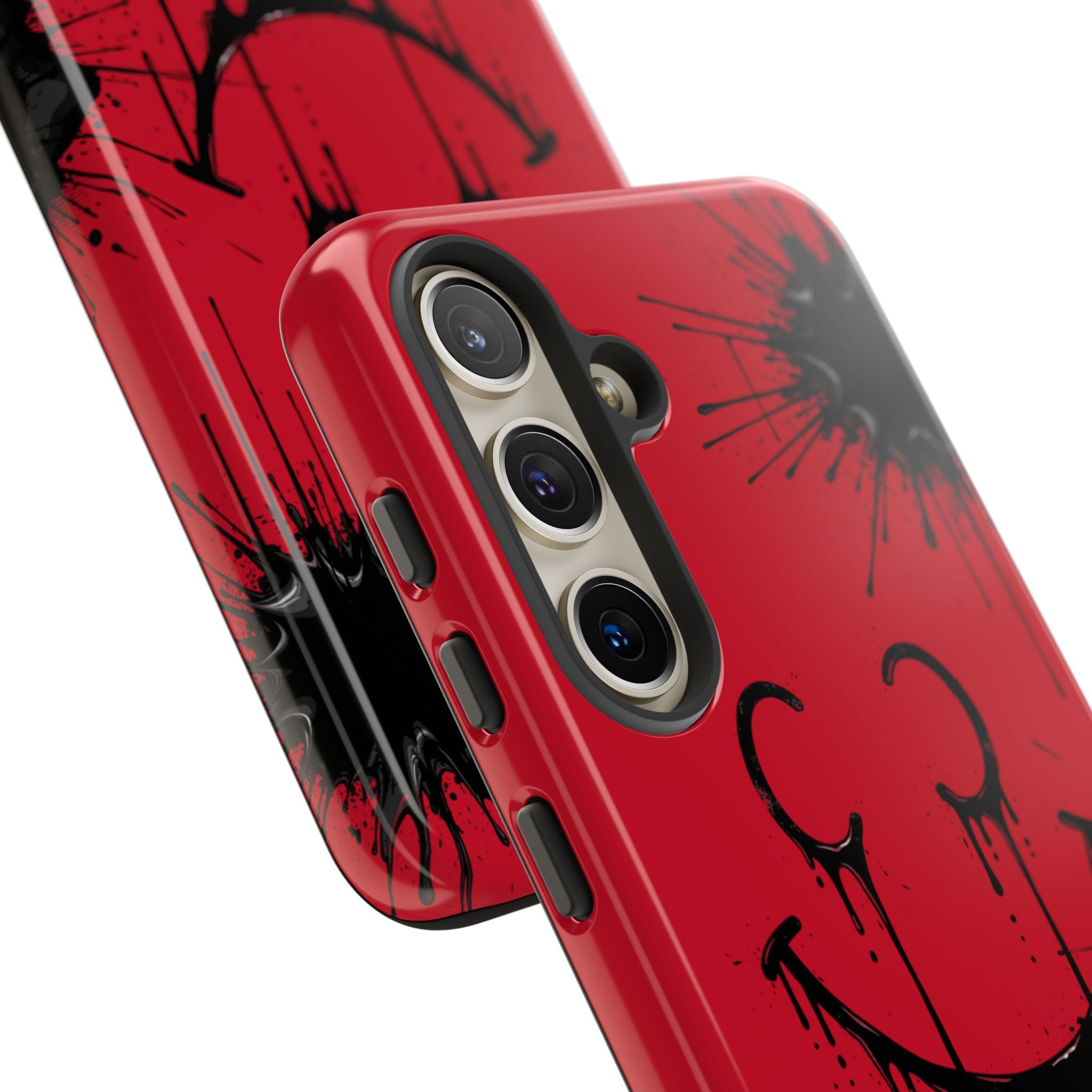 Protective Phone Case — Red Drip Smile Splatter Design