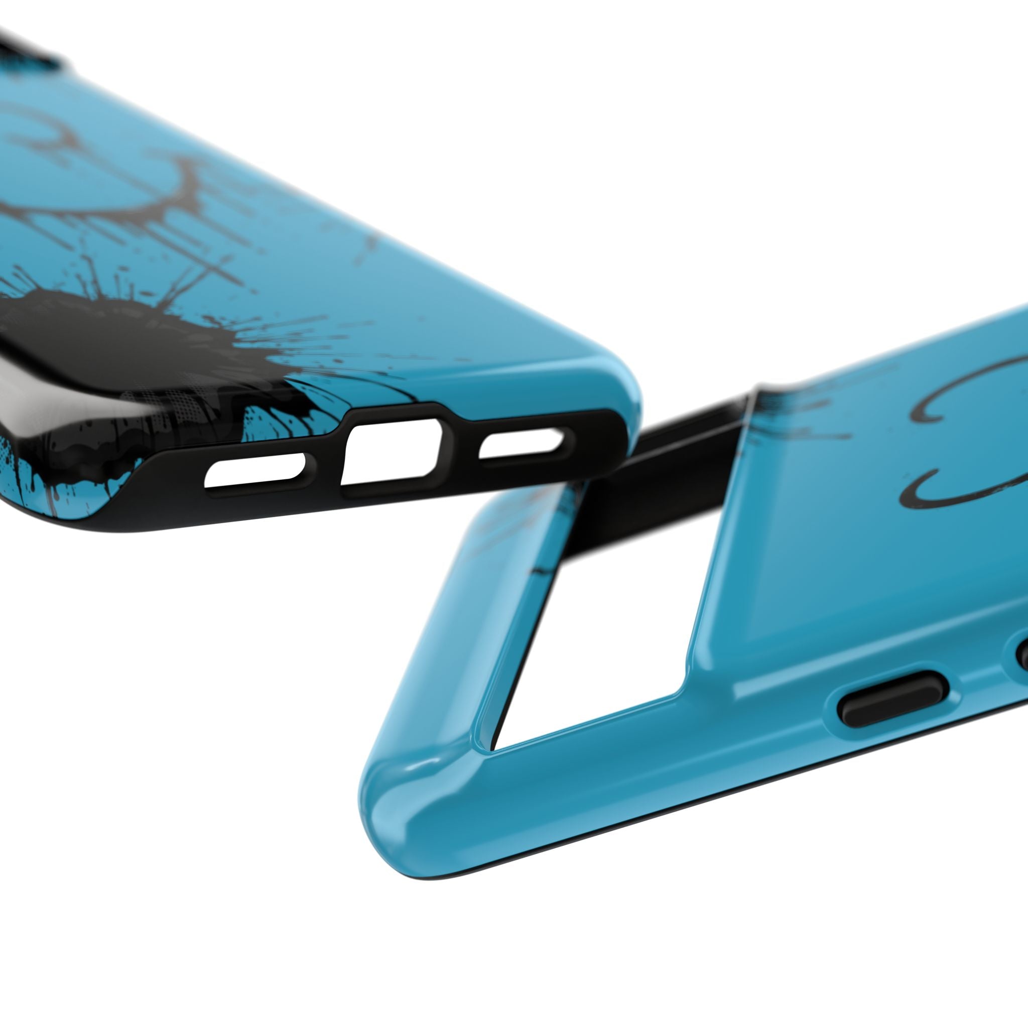 Protective Phone Case — Blue Drip Smile Splatter Design