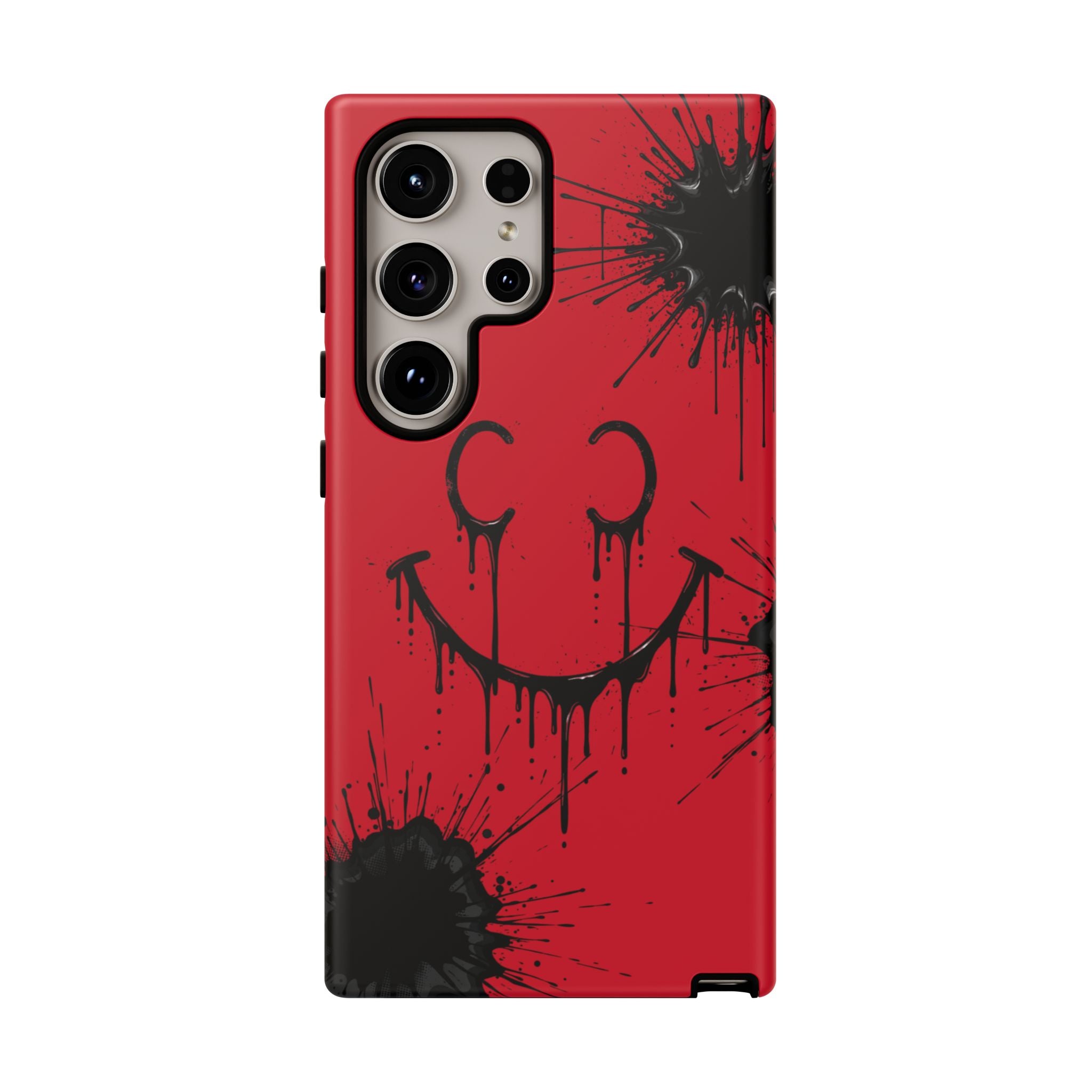 Protective Phone Case — Red Drip Smile Splatter Design