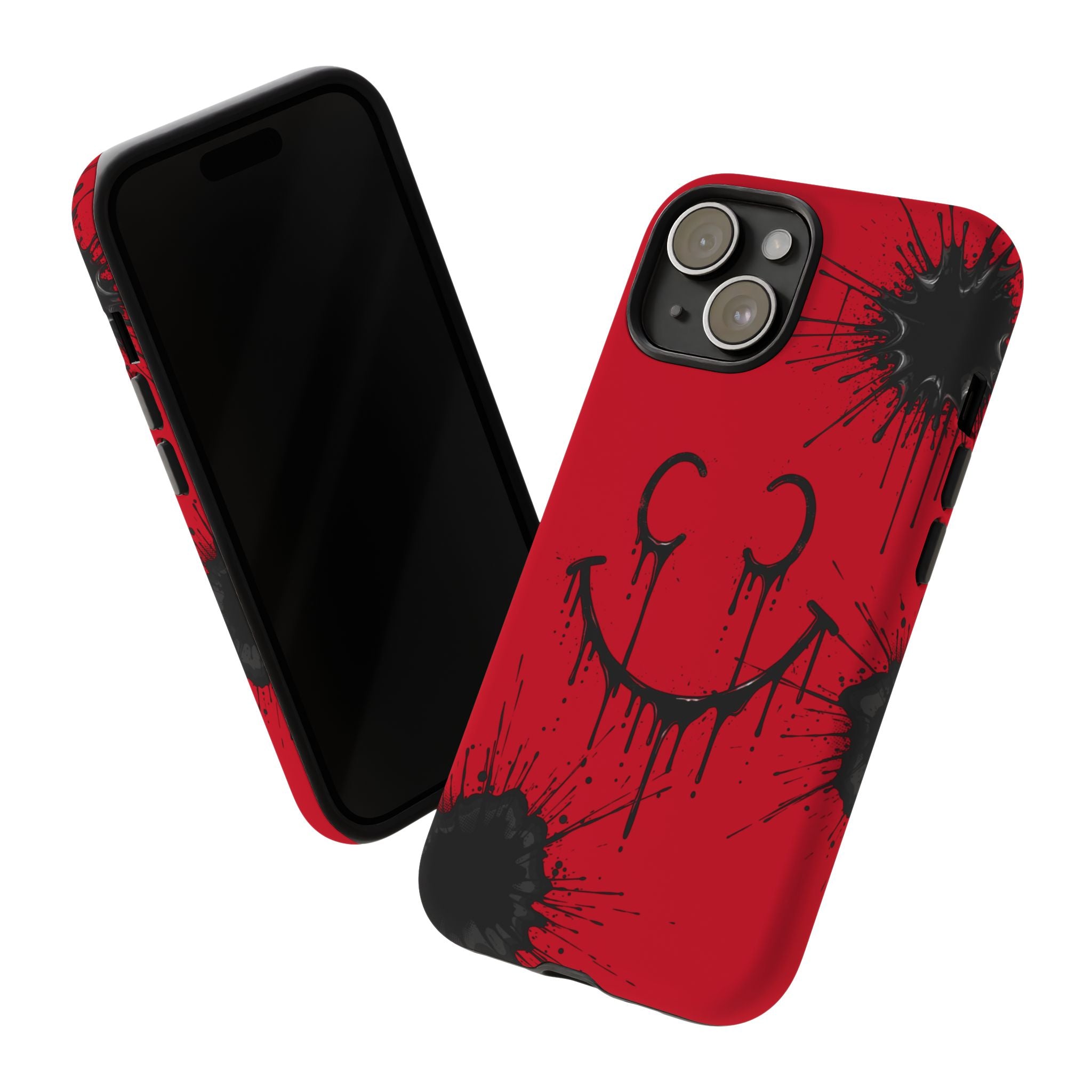 Protective Phone Case — Red Drip Smile Splatter Design